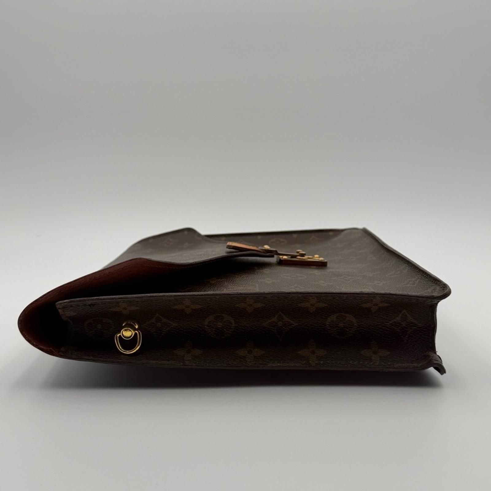Louis Vuitton Monogram Pouch Clutch With Strap – Brown