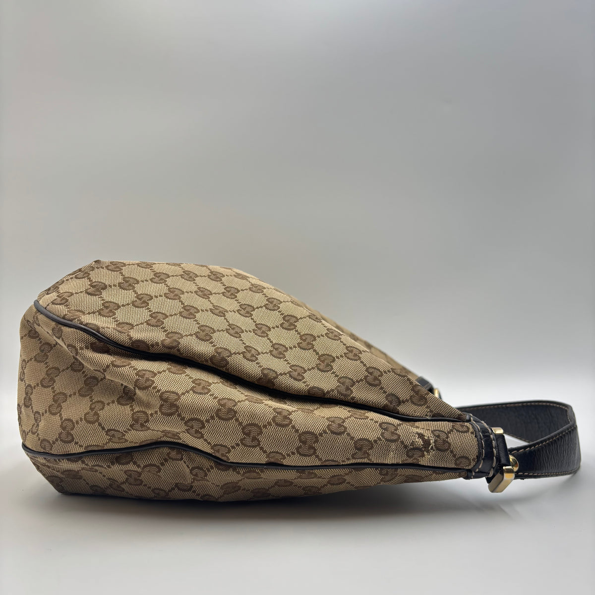 Gucci Vintage GG Canvas Web Stripe Hobo Shoulder Bag in Beige