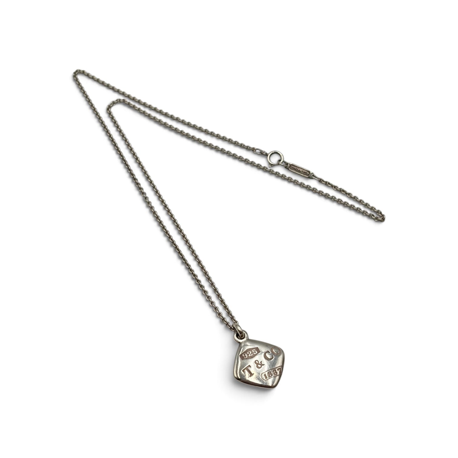 Tiffany & Co. 1837 Sterling Silver Square Pendant Necklace