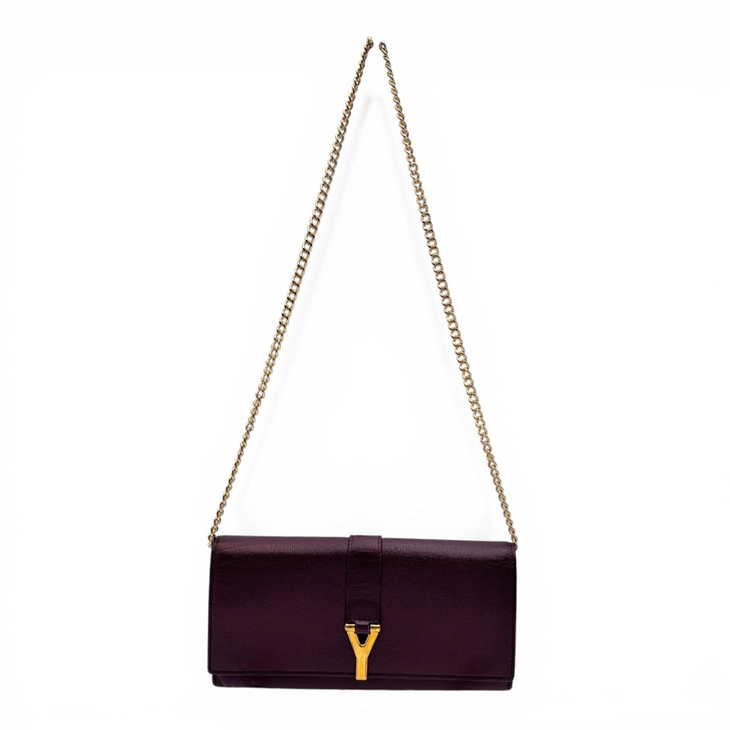 Saint Laurent Purple Leather Y-Lock Chain Wallet Crossbody Bag