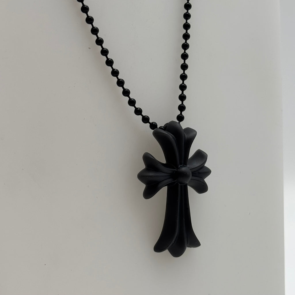 Chrome Hearts Tokyo 20th Anniversary Rubber CH Cross Necklace in Black