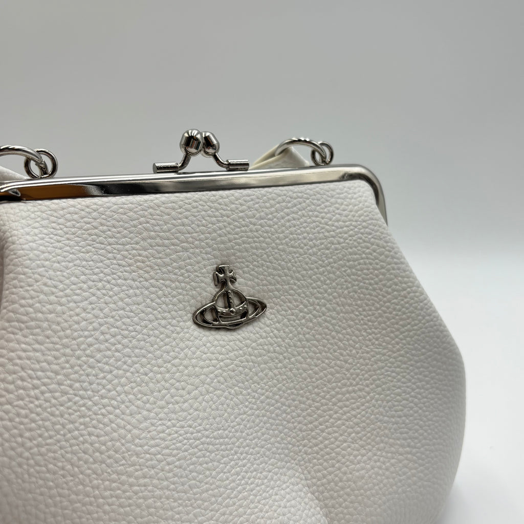 Vivienne Westwood Granny Frame Nappa Leather Bag – White