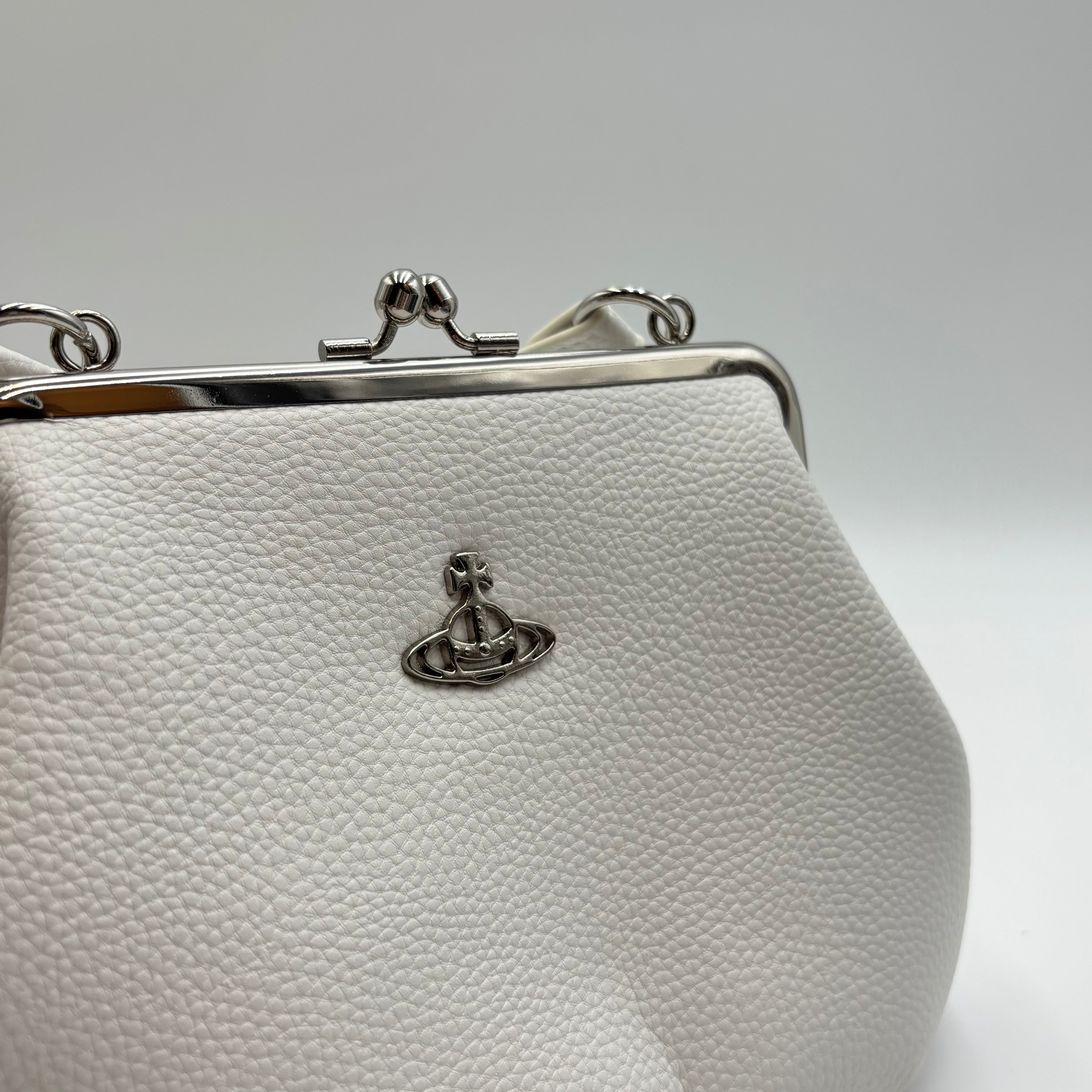 Vivienne Westwood Granny Frame Nappa Leather Bag – White