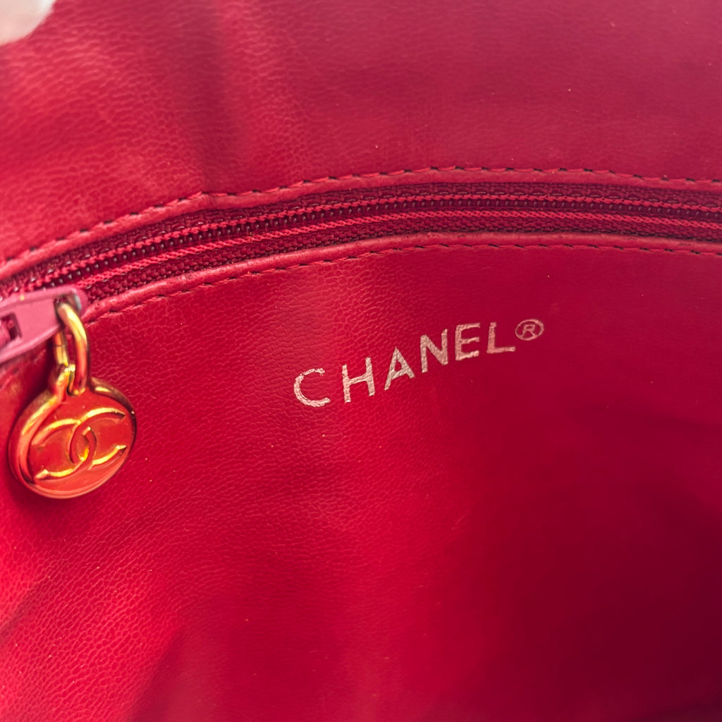 Chanel Vintage Rue Cambon Medallion Quilted Red Leather Shoulder Bag