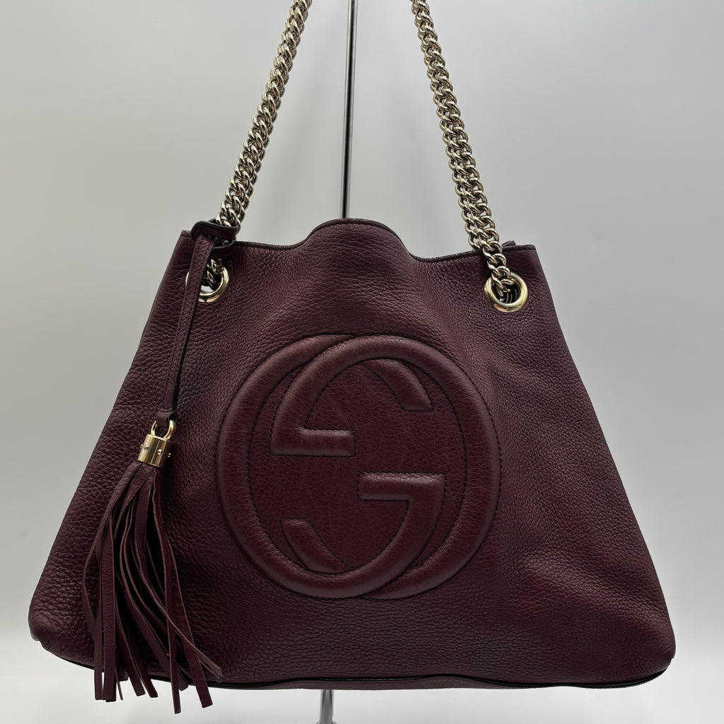 Gucci Soho Interlocking G Leather Chain Tote in Bordeaux