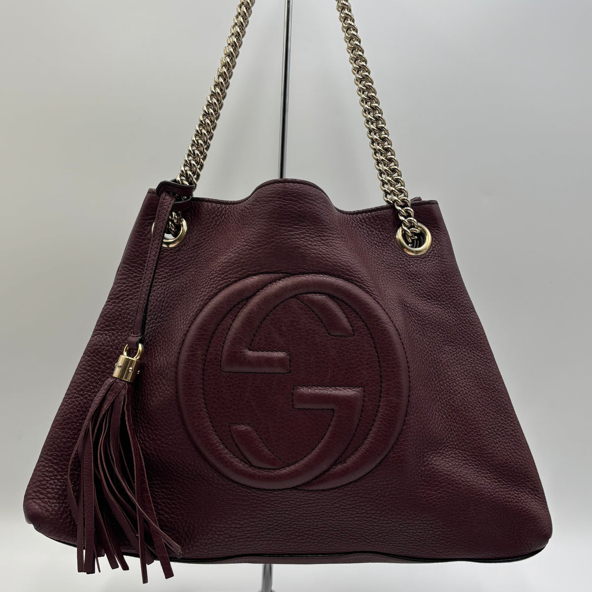 Gucci Soho Interlocking G Leather Chain Tote in Bordeaux