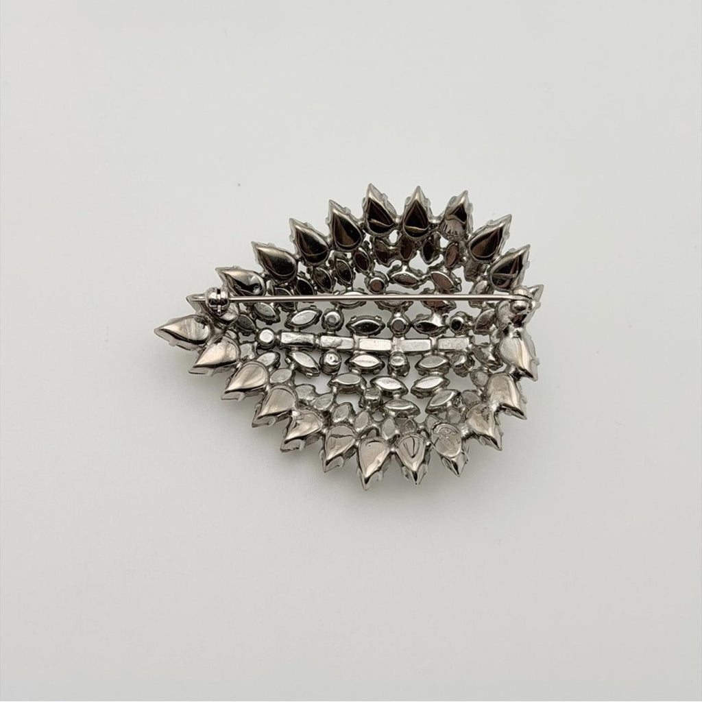 Sherman Rhinestone Brooch & Clip Earrings Set – Silver Tone