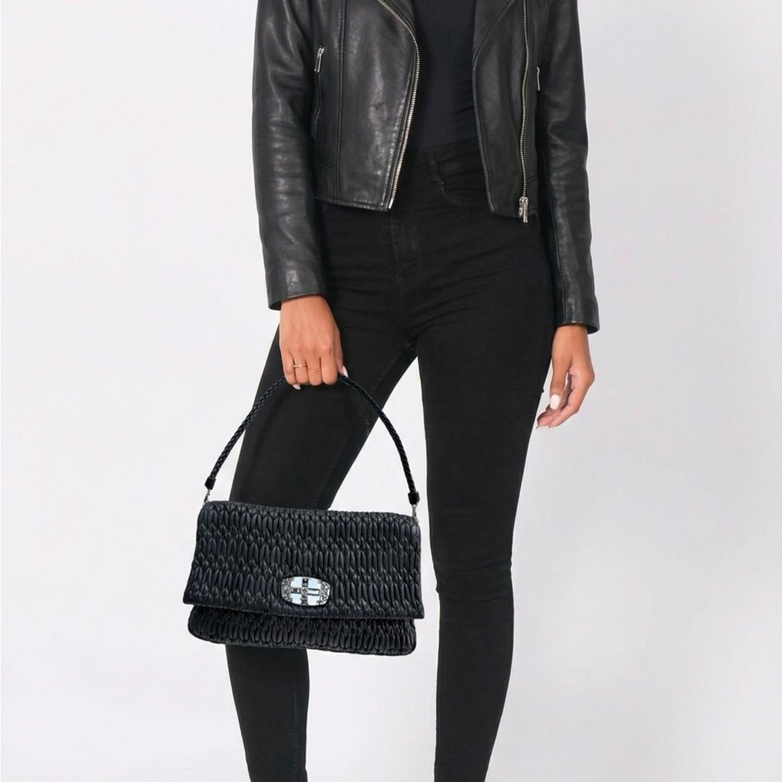 Miu Miu Crystal Nappa Leather Clutch Bag