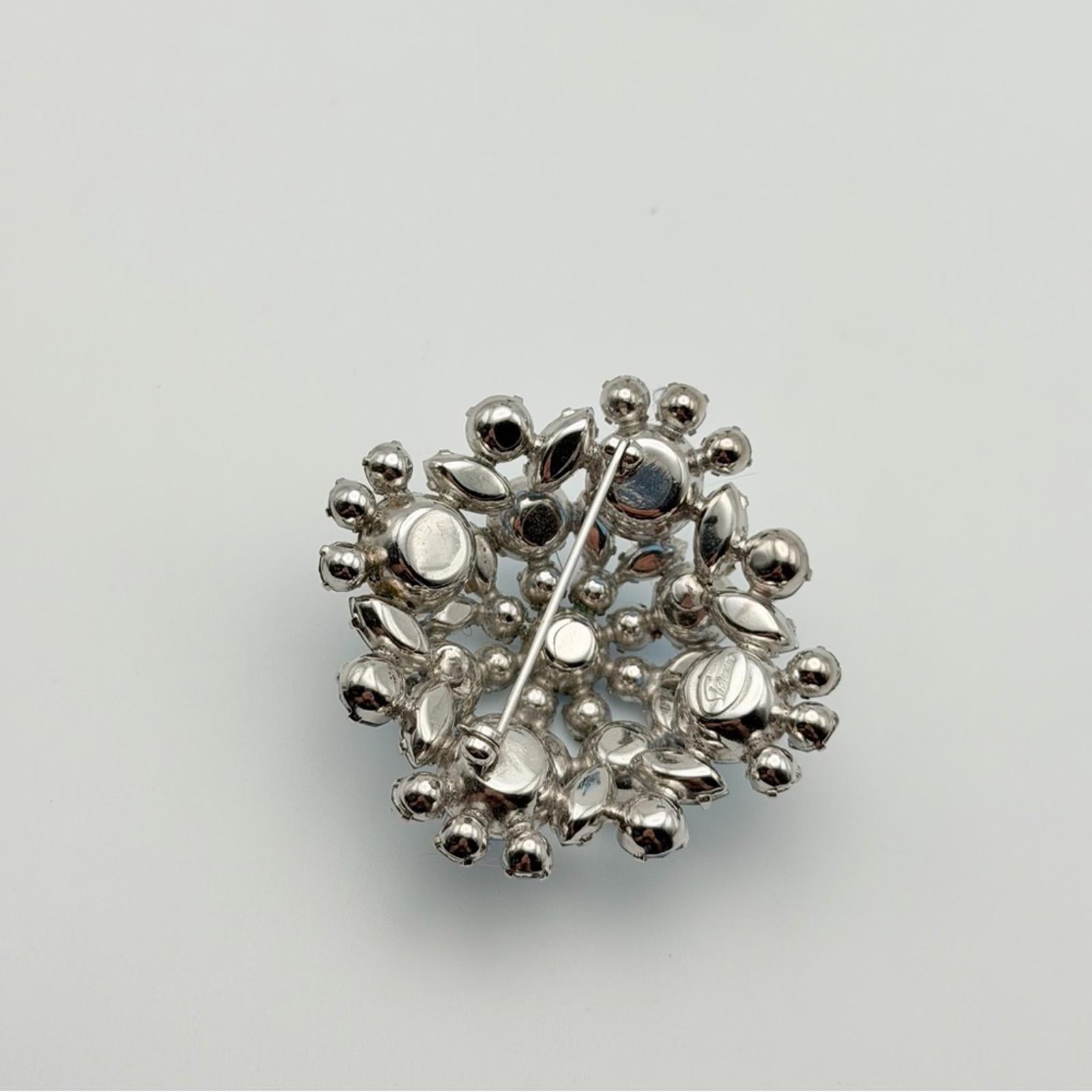 Vintage Sherman Blue Rhinestone Earrings And Brooch Set