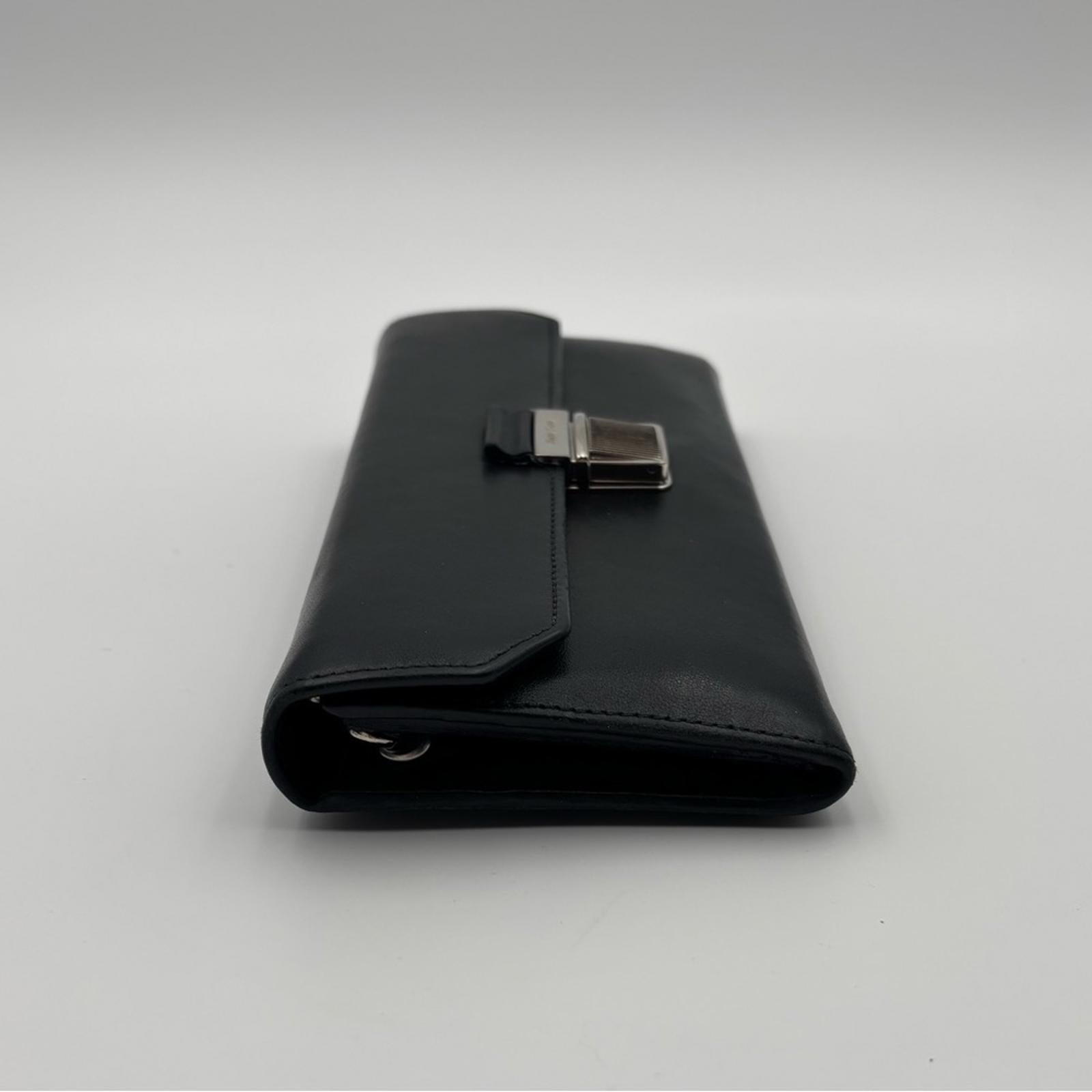 Miu Miu Black Leather Wallet On Chain Crossbody Shoulder Bag