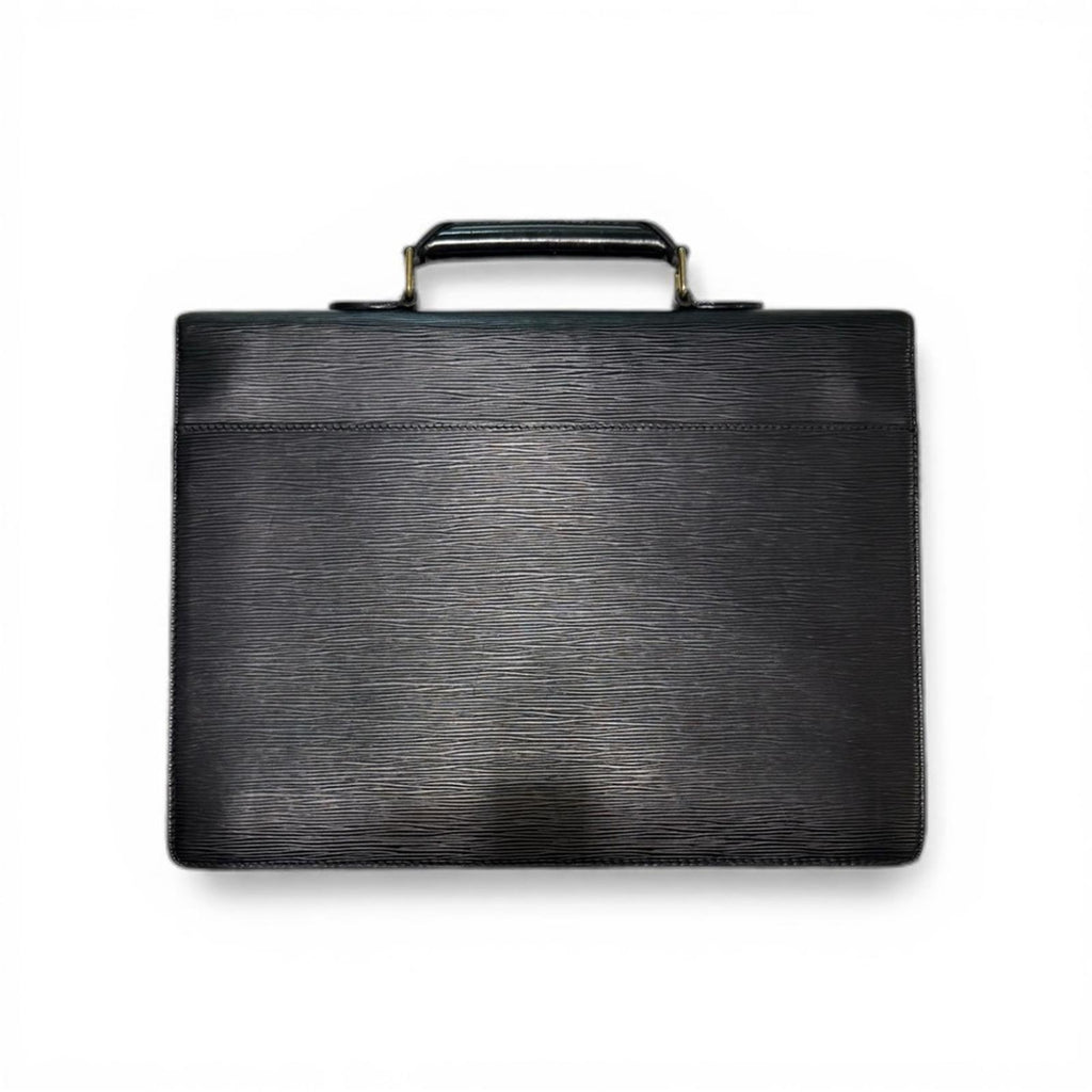 Louis Vuitton Ebony Leather Briefcase with Gold Accent