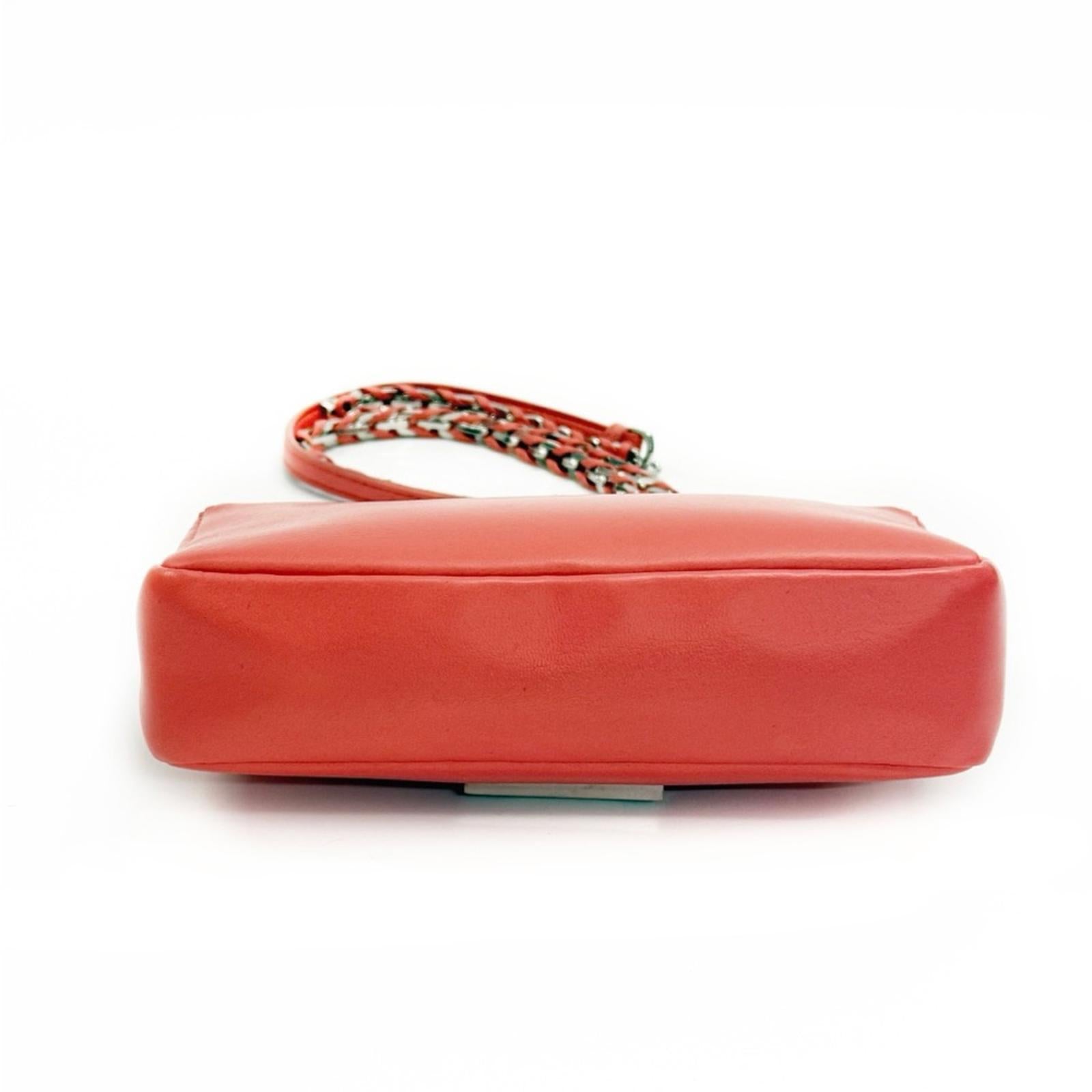 Fendi Mini Napa Baguette Crossbody Bag with Interwoven Strap