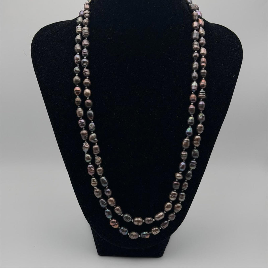 Vintage Baroque Freshwater Potato Pearl Hand Knotted Long Necklace