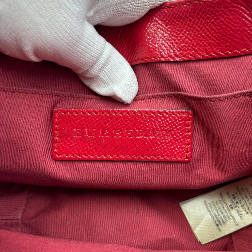 Burberry Haymarket Check Maydown Crossbody Bag Red
