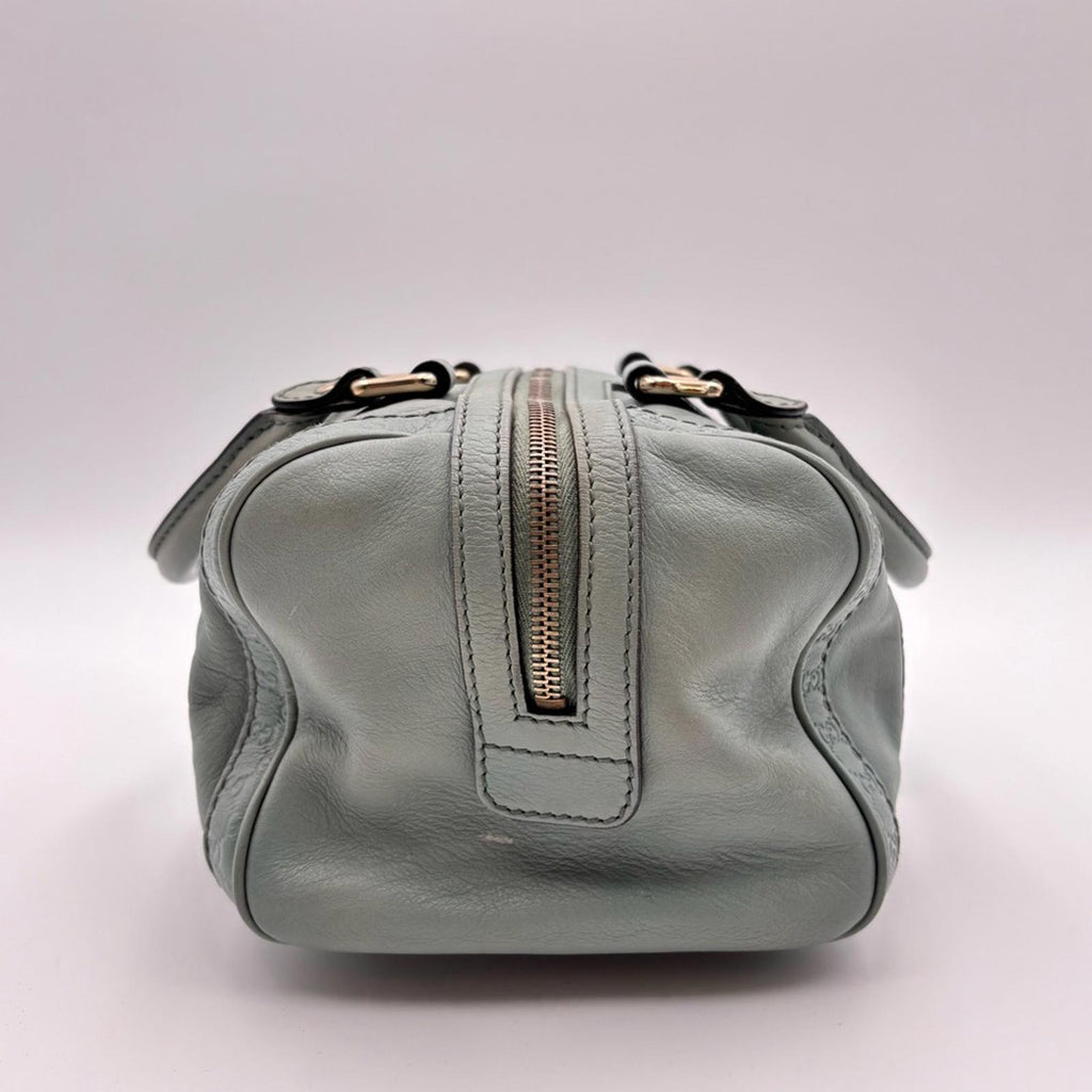 Gucci GG Embossed Leather Boston Bag Sage
