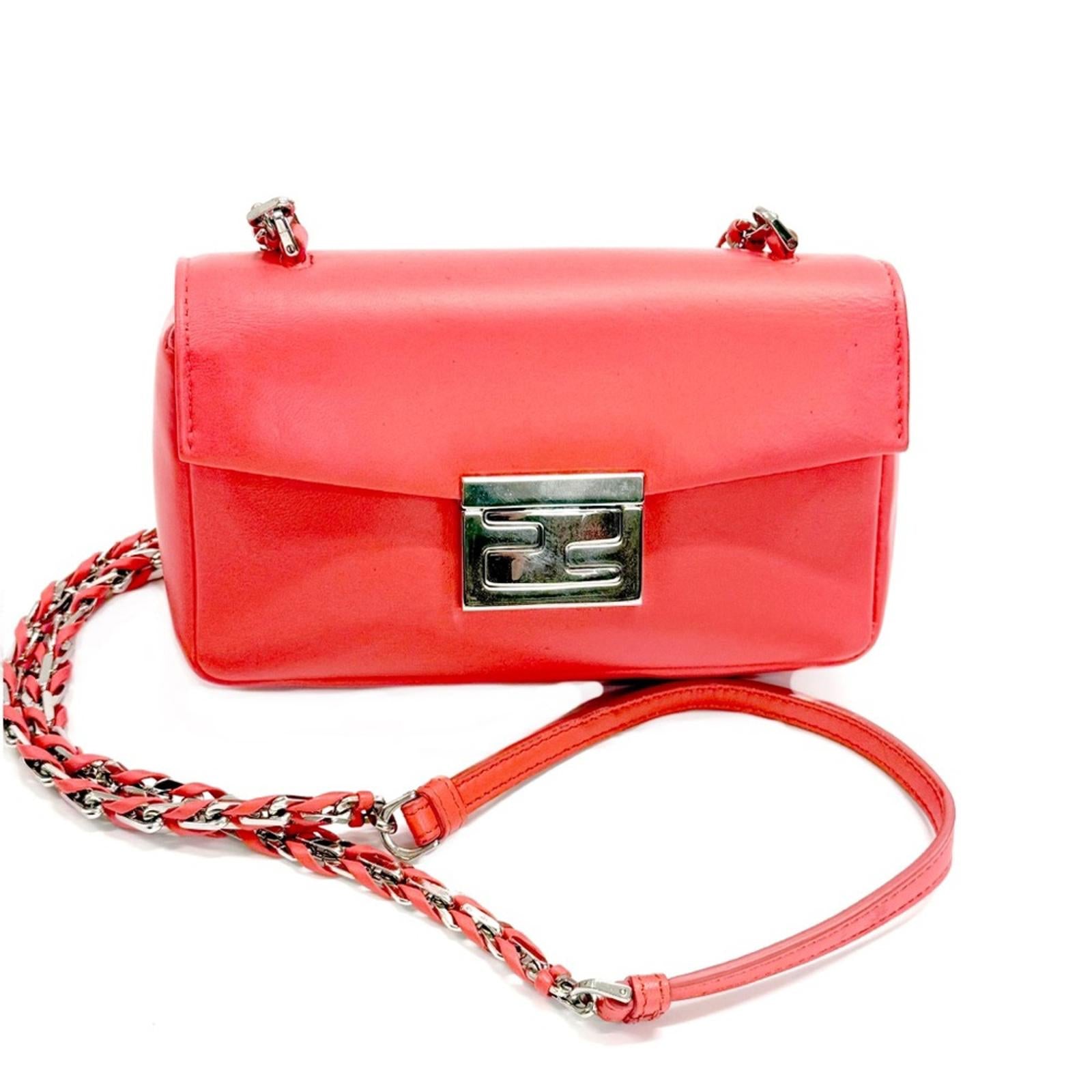 Fendi Mini Napa Baguette Crossbody Bag with Interwoven Strap