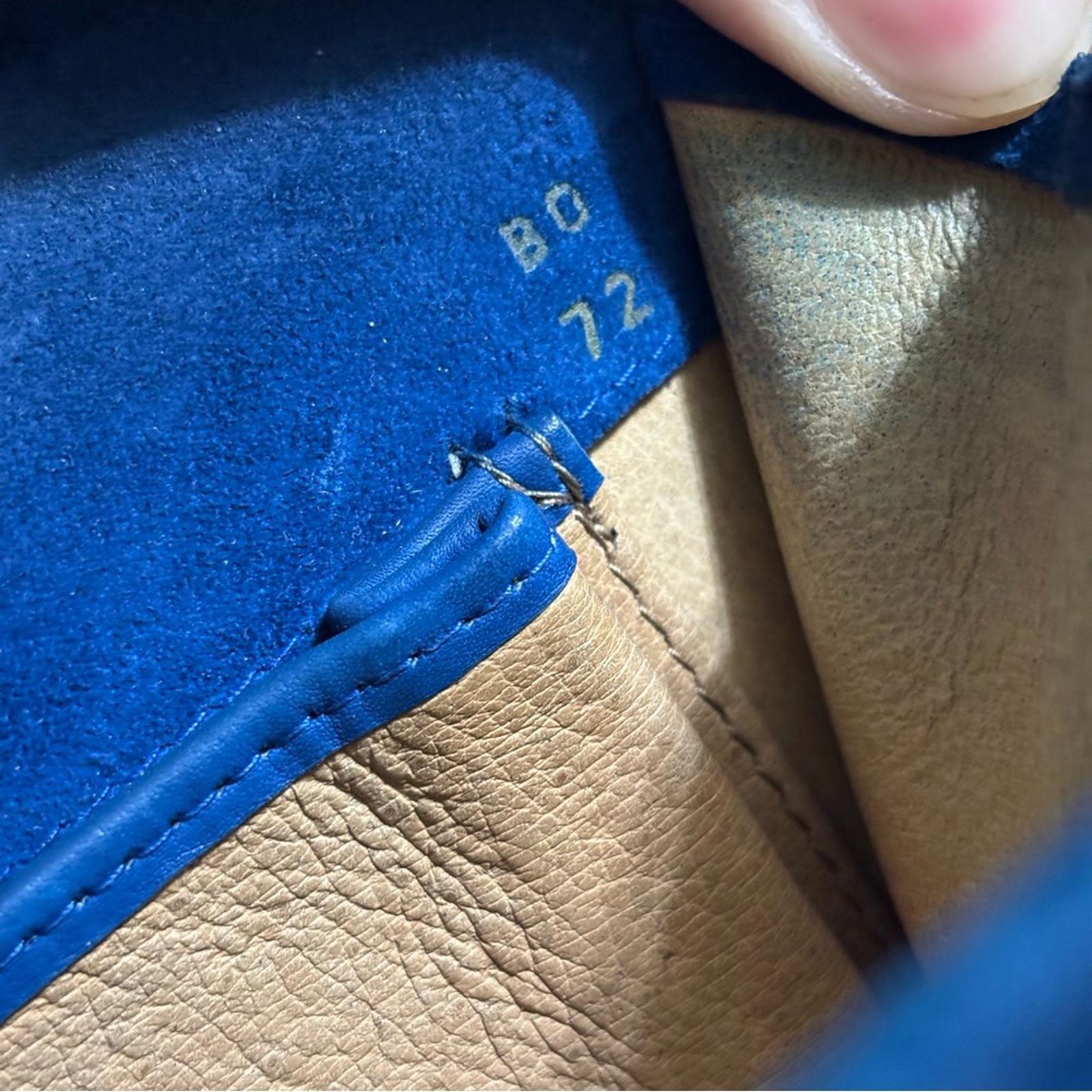 Gucci Blue Sapphire Suede Flap Shoulder Bag With Gold Chain