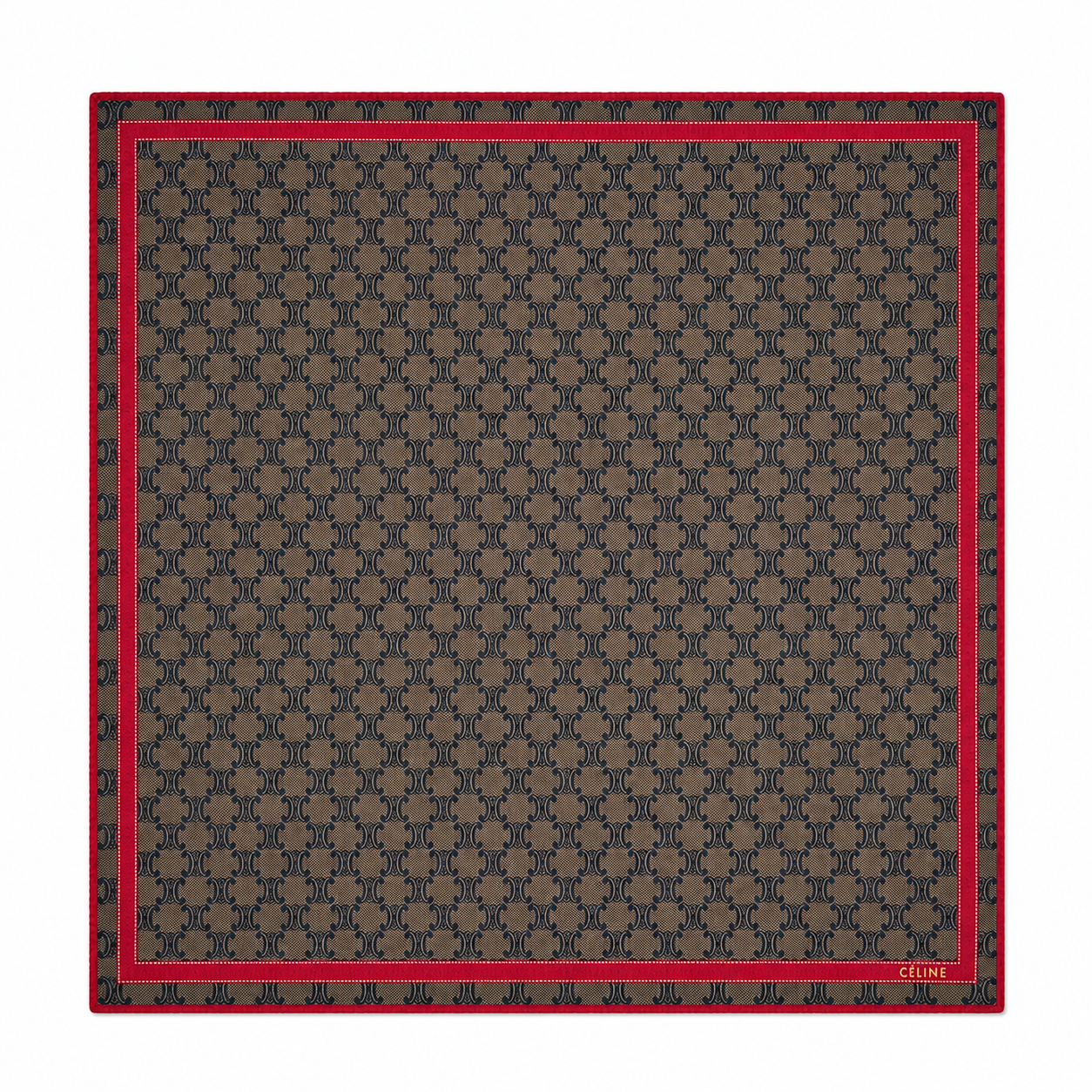 Celine Triomphe Monogram Square Scarf 19” – Brown & Red