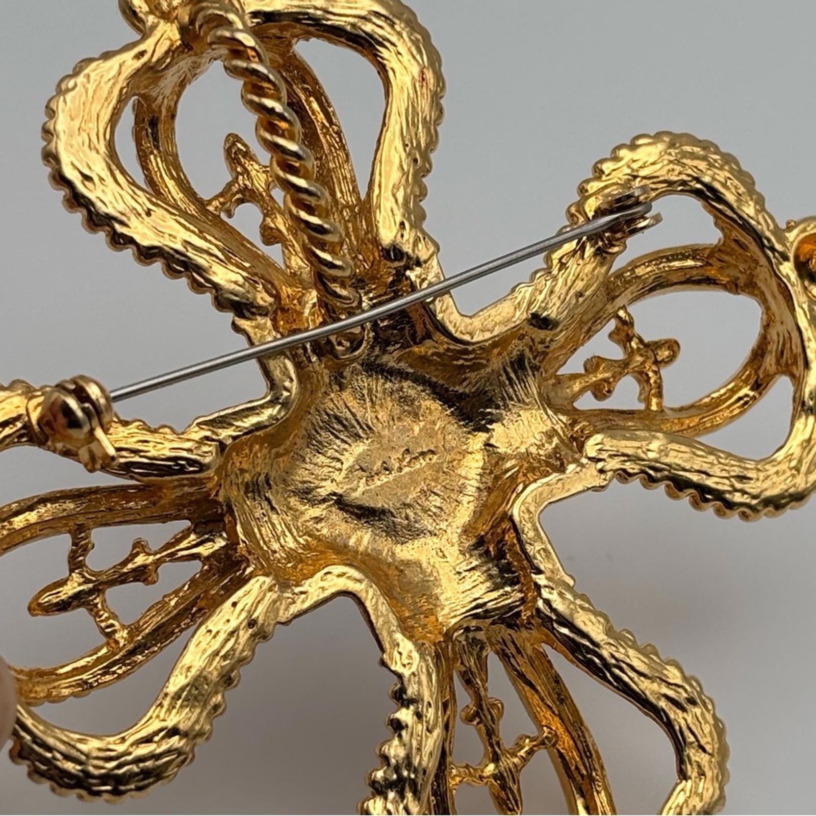 Vintage Park Lane Gold-Tone Maltese Cross Brooch With Blue Cabochon