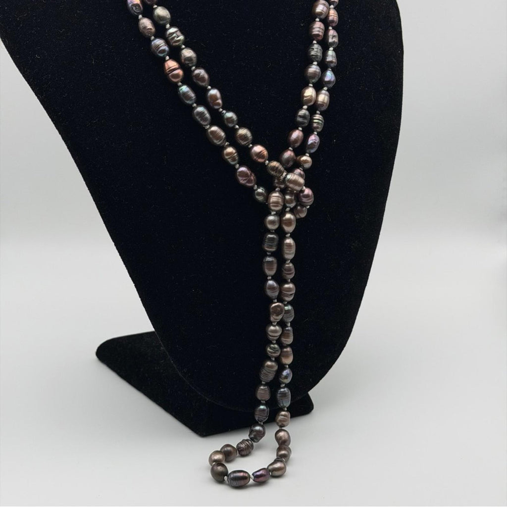 Vintage Baroque Freshwater Potato Pearl Hand Knotted Long Necklace