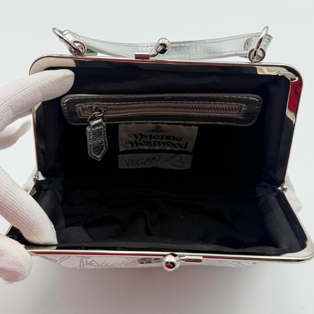 Vivienne Westwood Granny Frame Satin Purse Silver