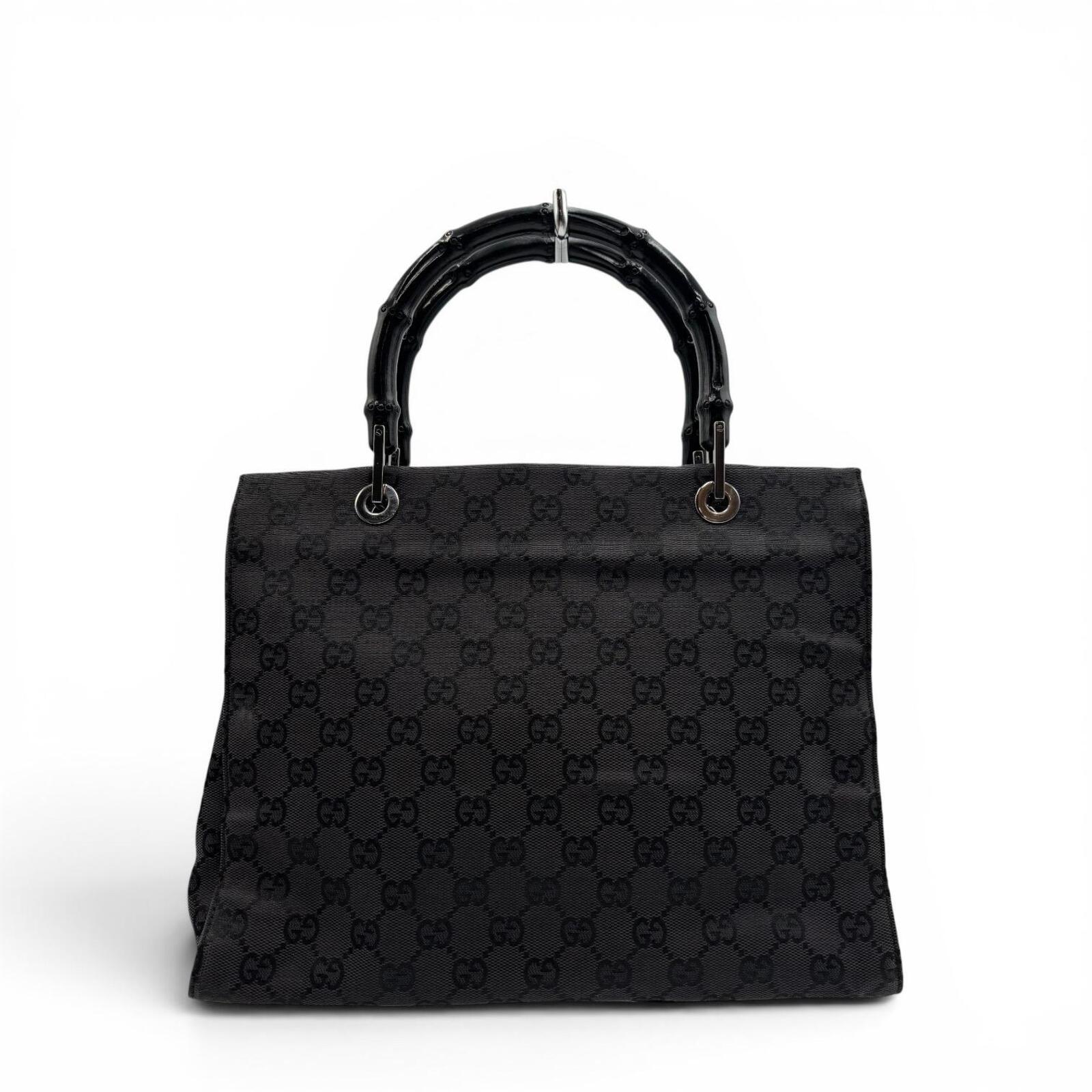Gucci Bamboo GG Canvas Tote Bag Black
