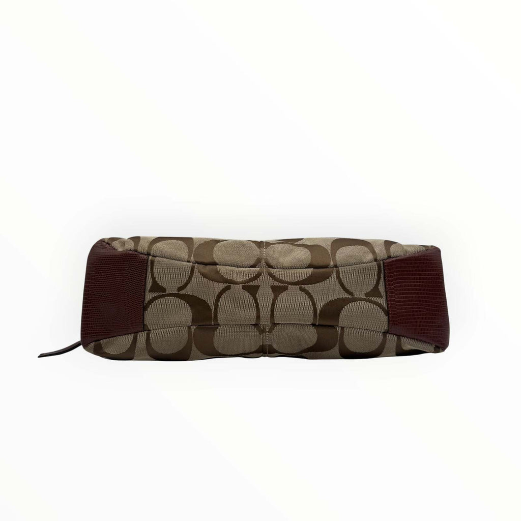 Coach Signature Jacquard Shoulder Tote Bag in Beige & Brown by Coach