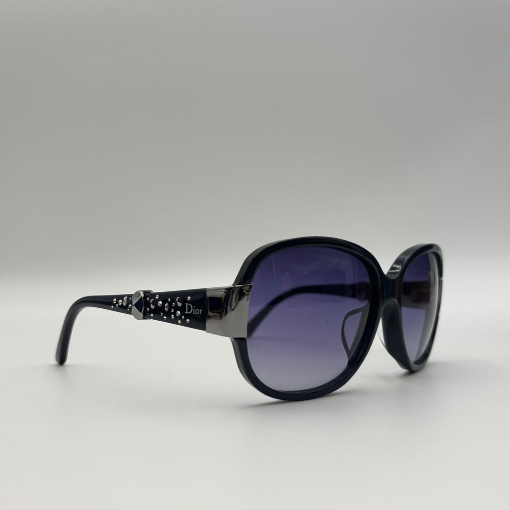 Christian Dior Midnight K Rhinestone Embellished Oversized Sunglasses in Black
