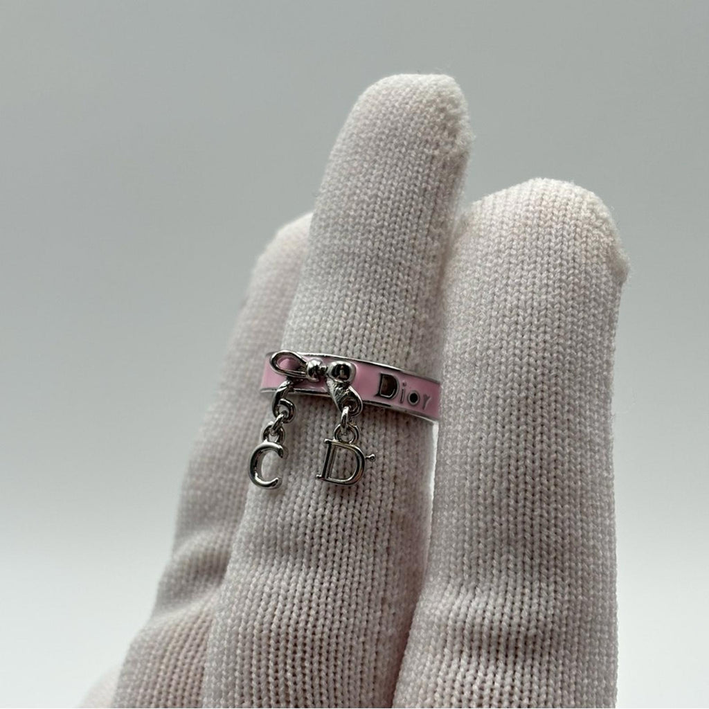 Christian Dior Pink Enamel Charm Ring