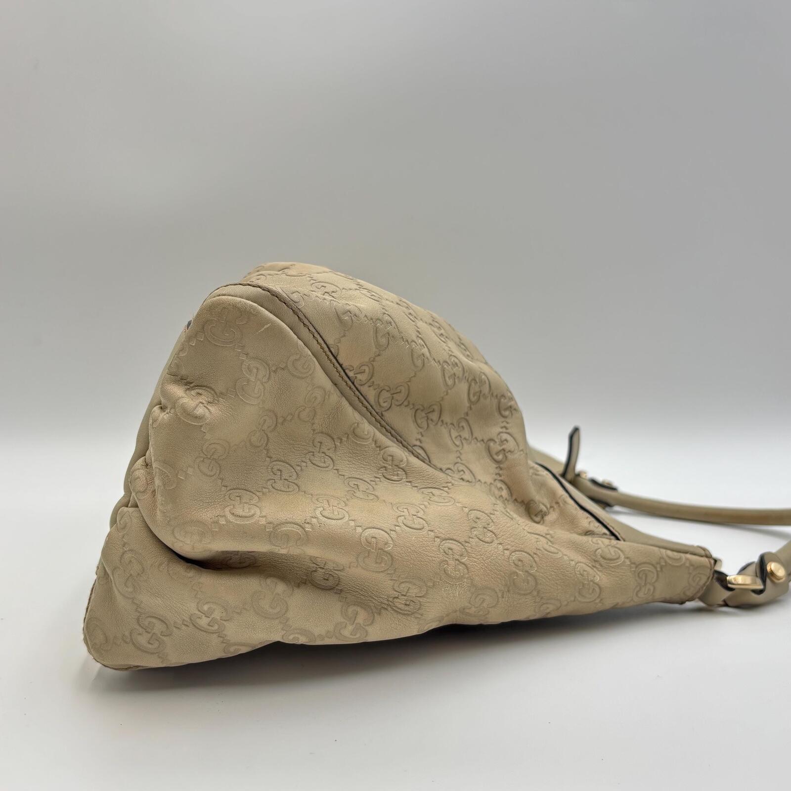 Gucci Guccissima D-Ring Hobo Bag – Ivory Leather With Detachable Strap