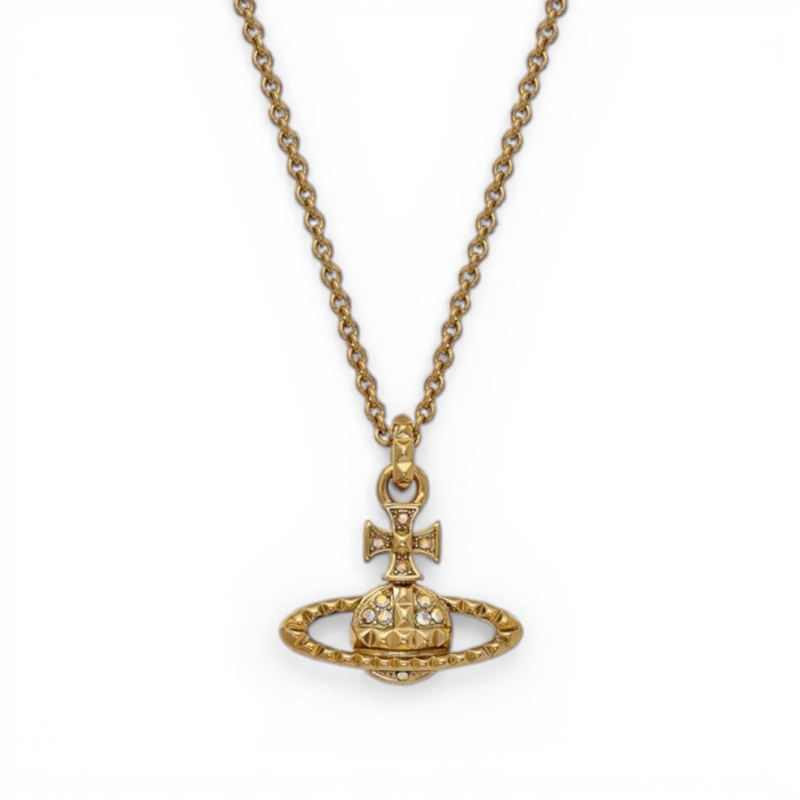 Vivienne Westwood Gold Tone Orb Pendant Necklace