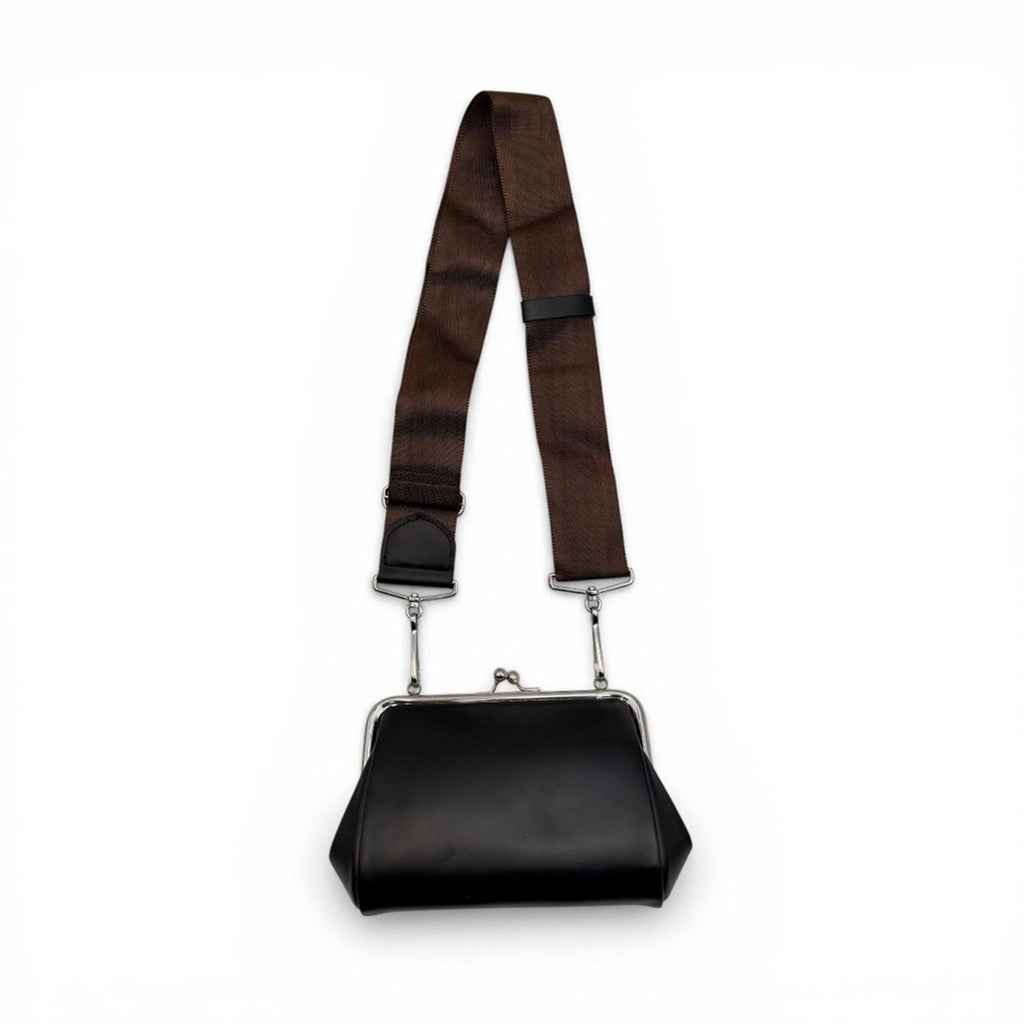 Comme Des Garçons Leather Frame Bag Kiss Lock Shoulder Bag Black