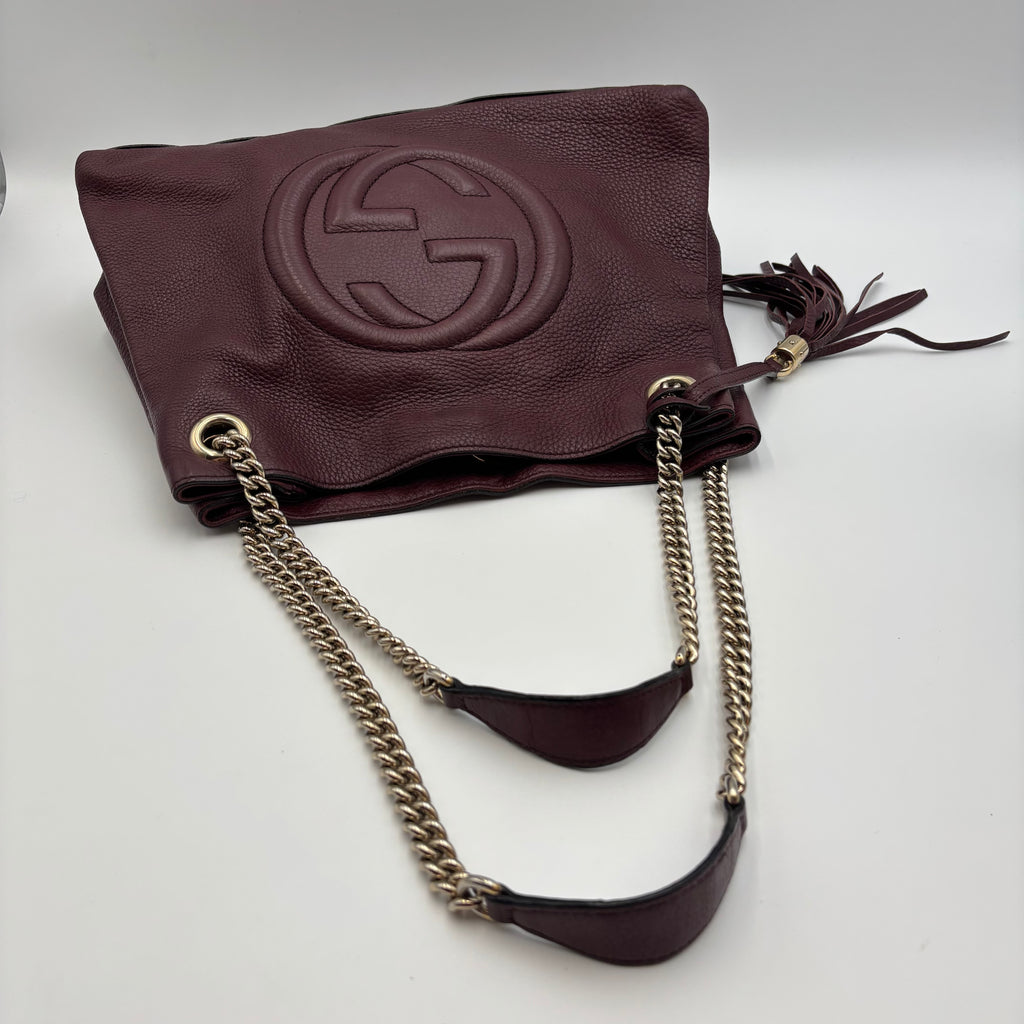 Gucci Soho Interlocking G Leather Chain Tote in Bordeaux