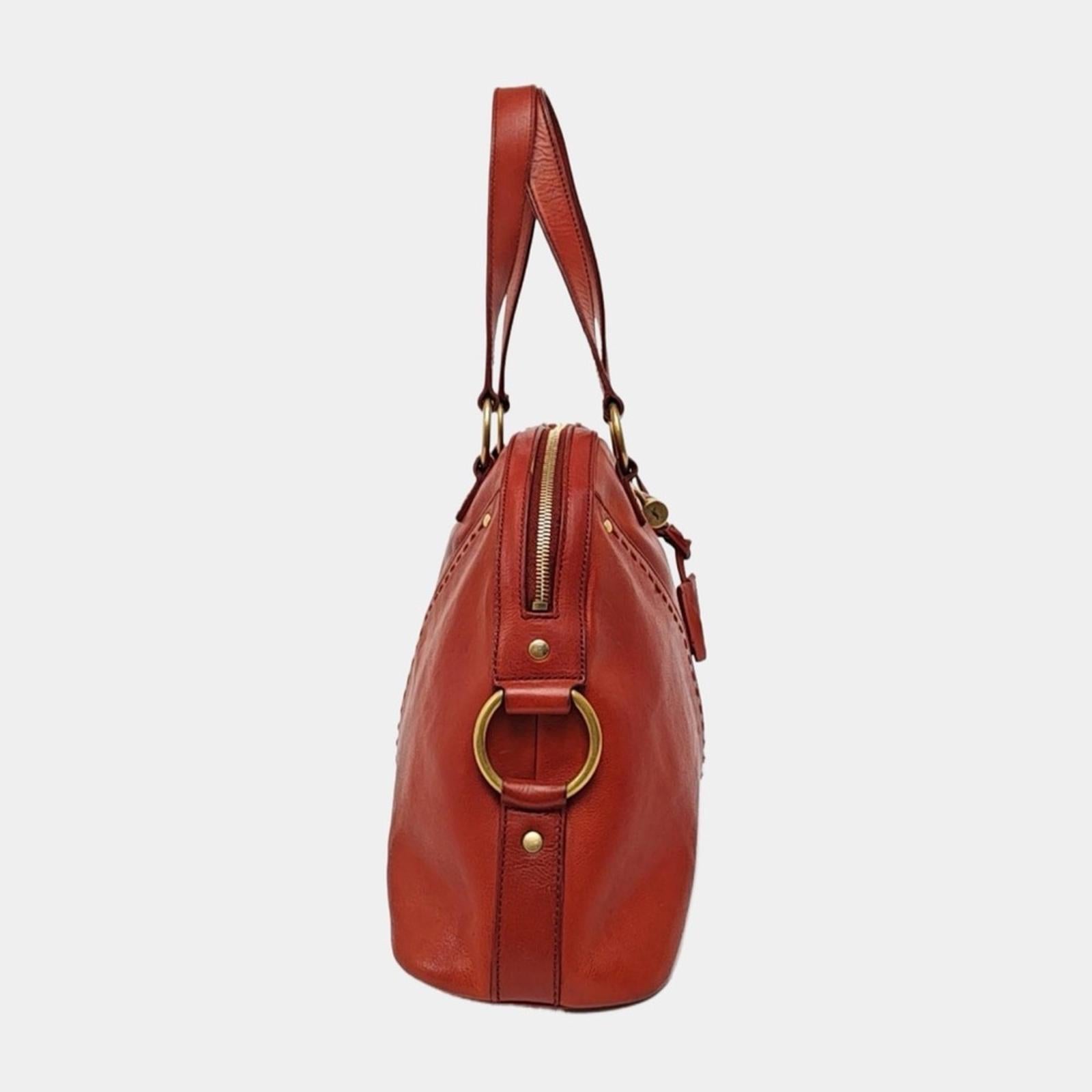 Yves Saint Laurent Muse Leather Shoulder Bag – Brick Red