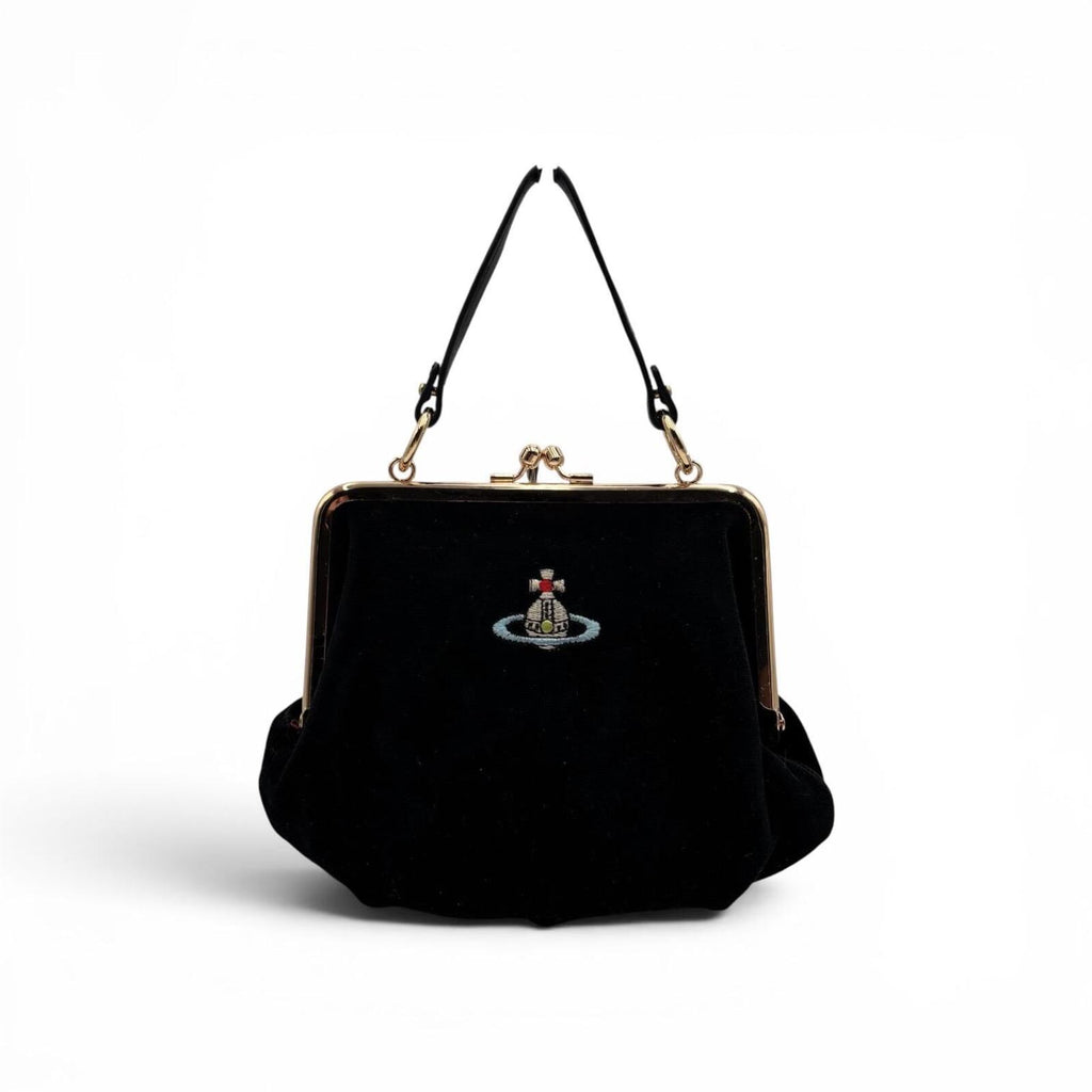 Vivienne Westwood Orb Embroidered Velvet Granny Bag with Chain Strap