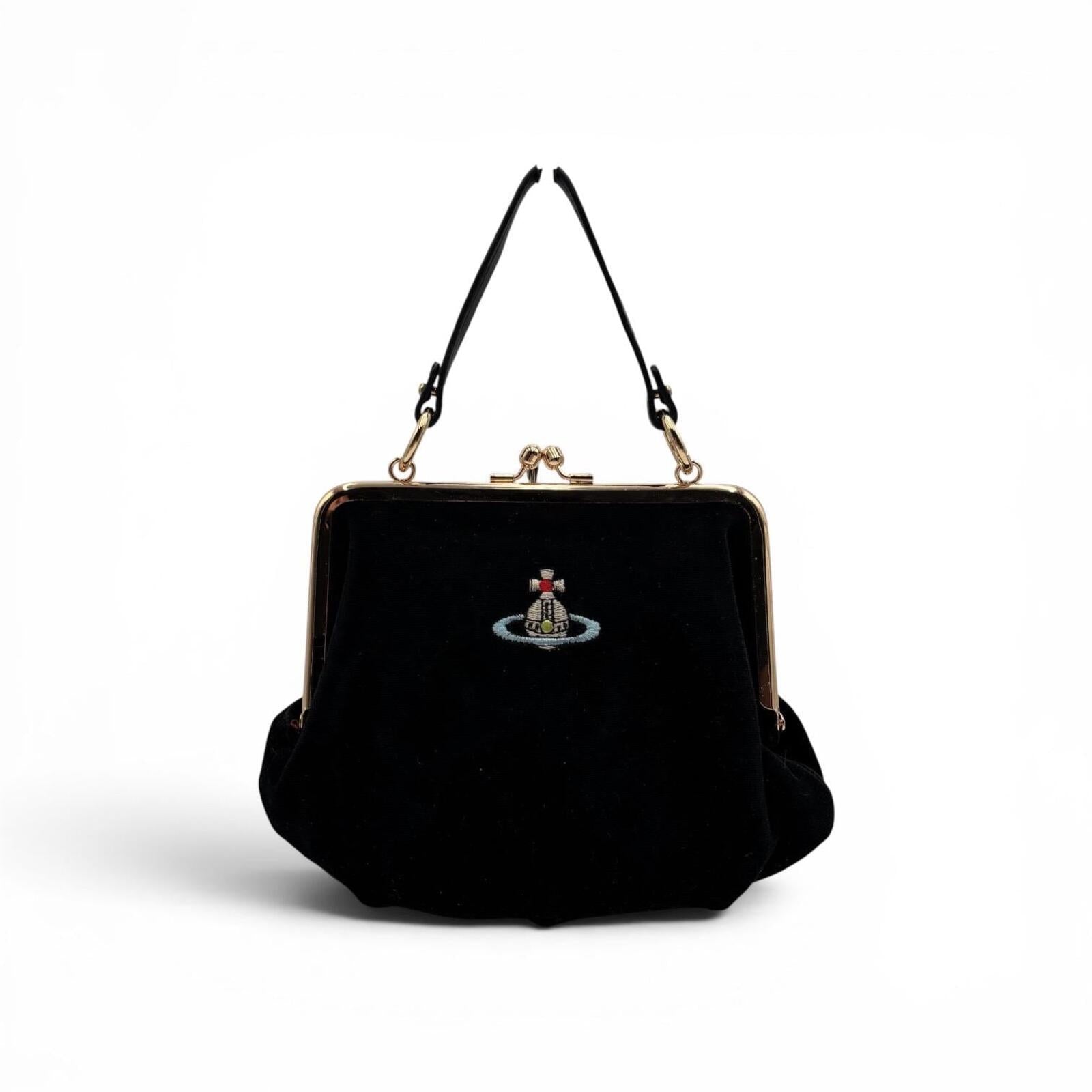 Vivienne Westwood Orb Embroidered Velvet Granny Bag with Chain Strap