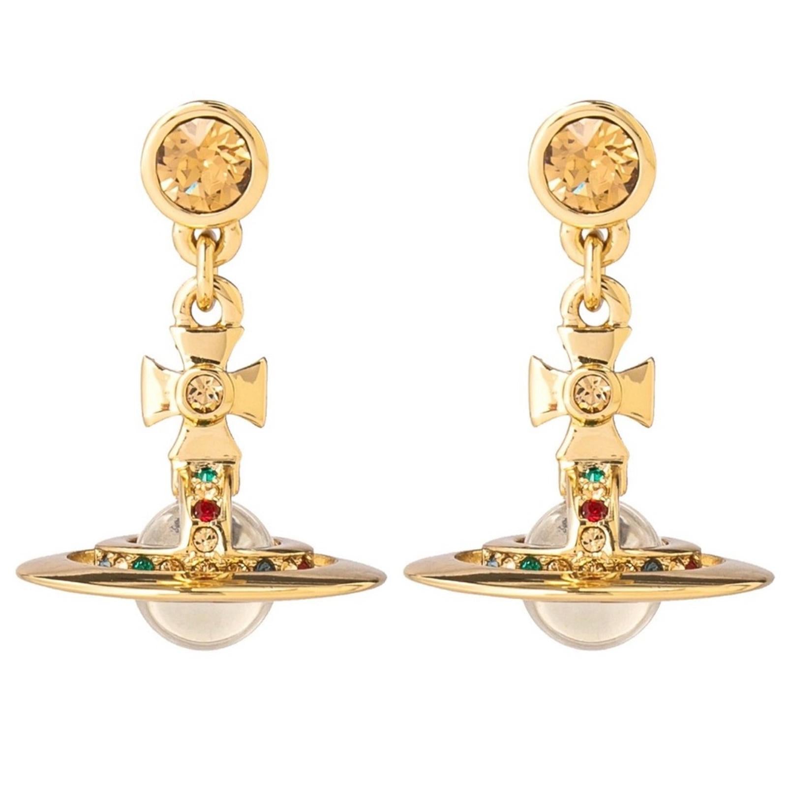 VIVIENNE WESTWOOD PETIT ORB DROP EARRINGS – GOLD TONE