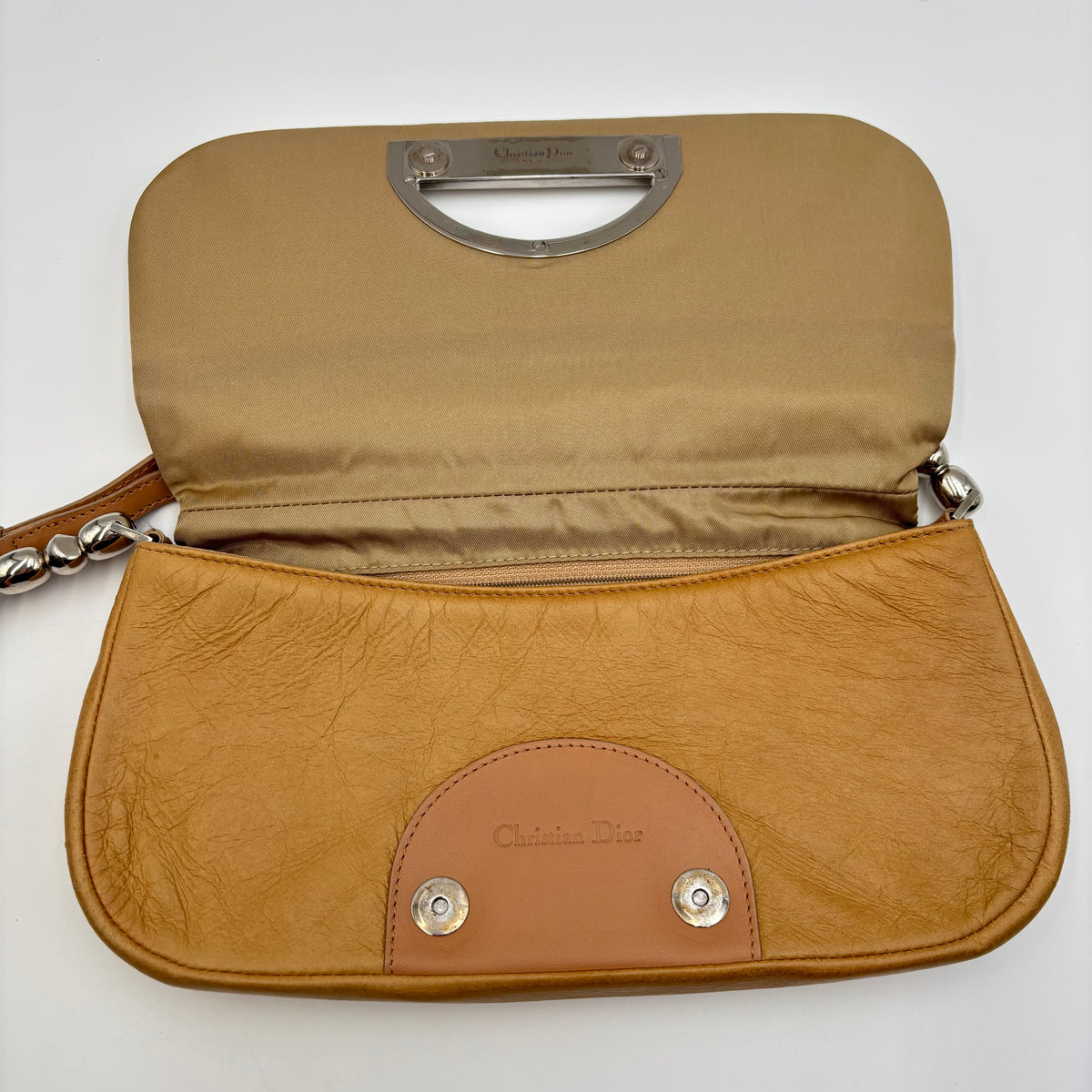 Christian Dior Malice Pearl Tan Leather Shoulder Bag by John Galliano 2000