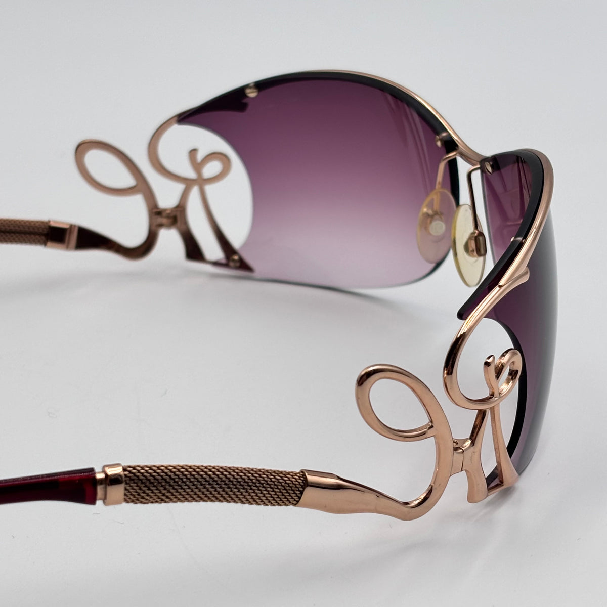 Roberto Cavalli Cameia Rose Gold Sunglasses with Purple Gradient Lenses