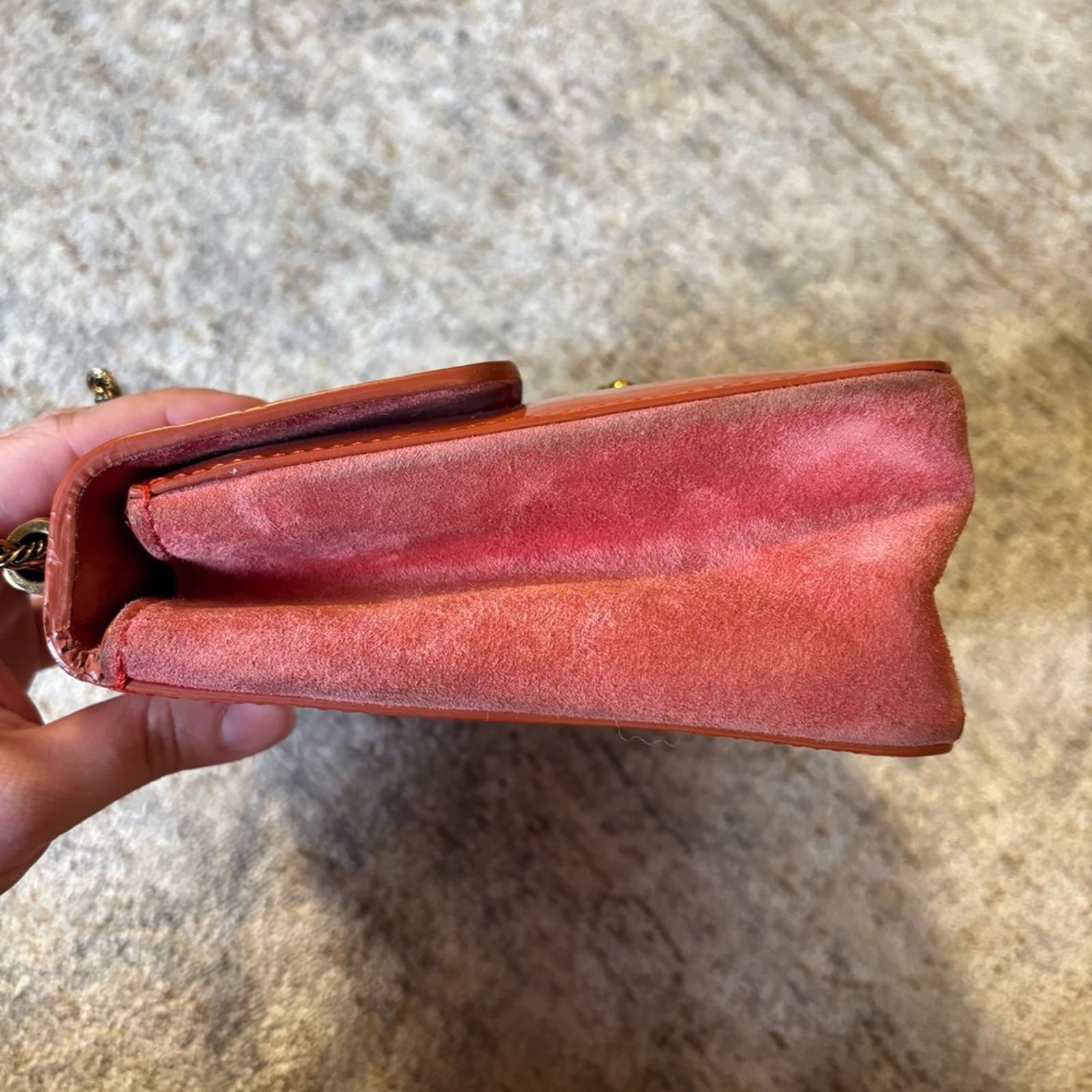 Chloé Vintage Patent Leather Chain Shoulder Bag – Orange