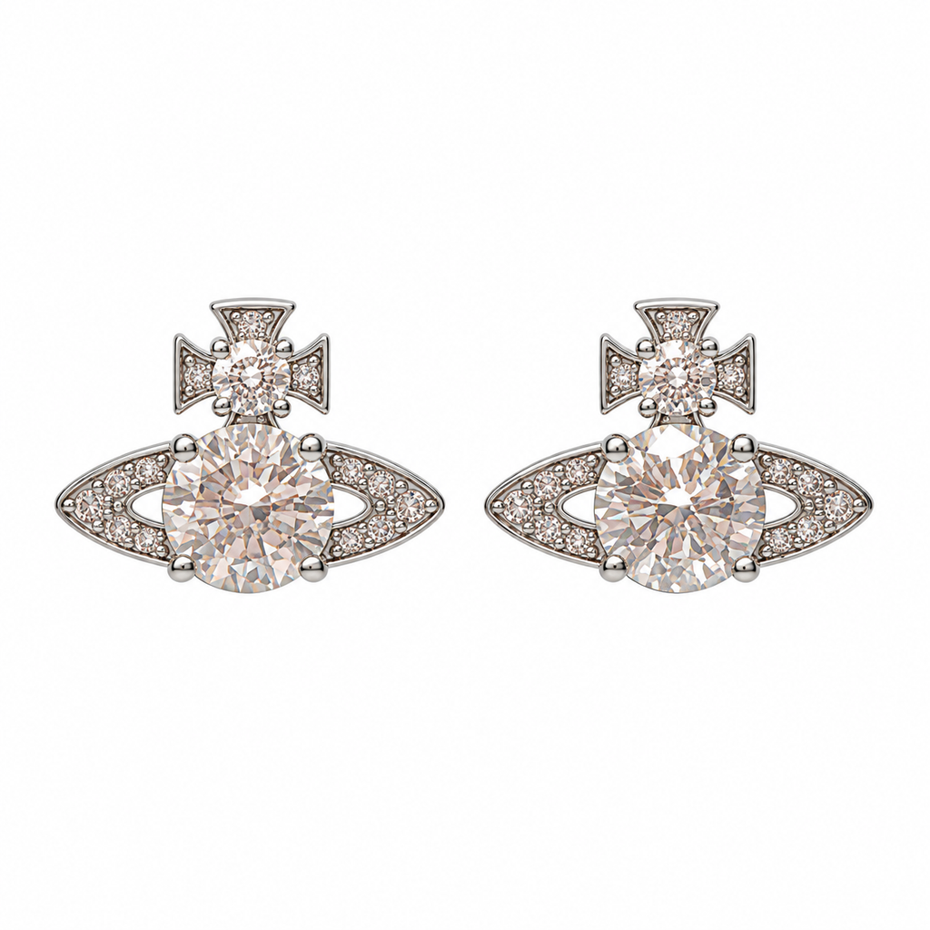 Vivienne Westwood Ismene Embellished Orb Stud Earrings – Silver
