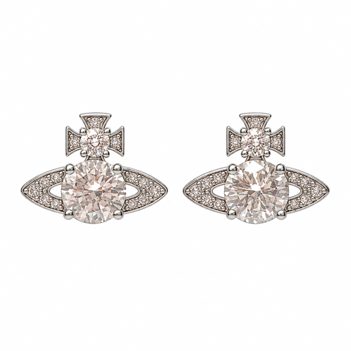 Vivienne Westwood Ismene Embellished Orb Stud Earrings – Silver