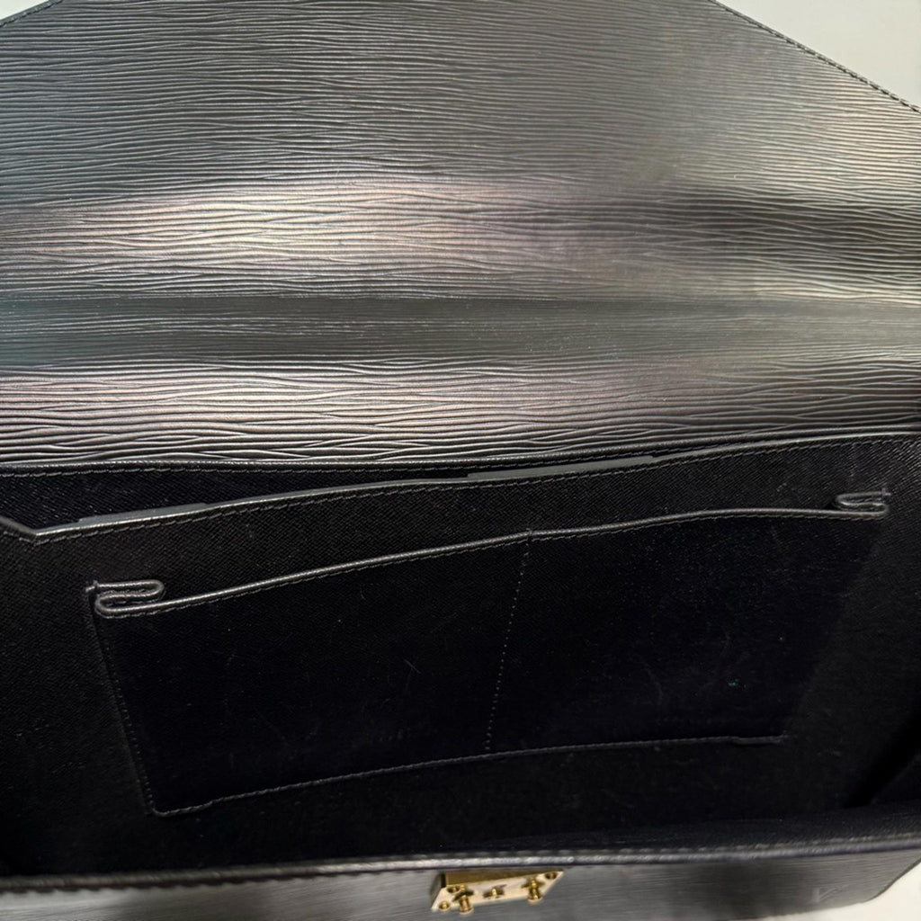 Louis Vuitton Ebony Leather Briefcase with Gold Accent