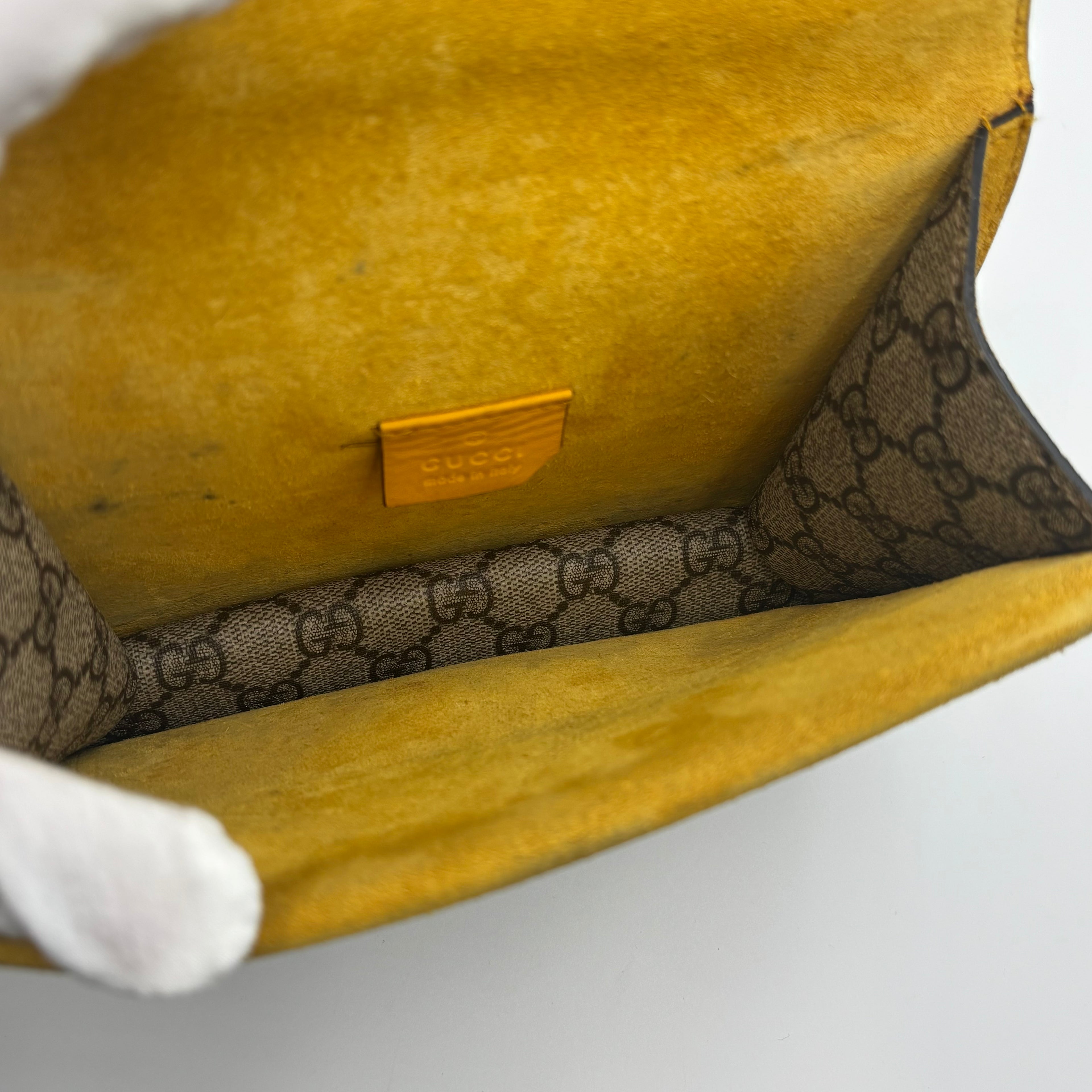 Gucci GG Supreme Mini Dionysus Shoulder Bag in Yellow