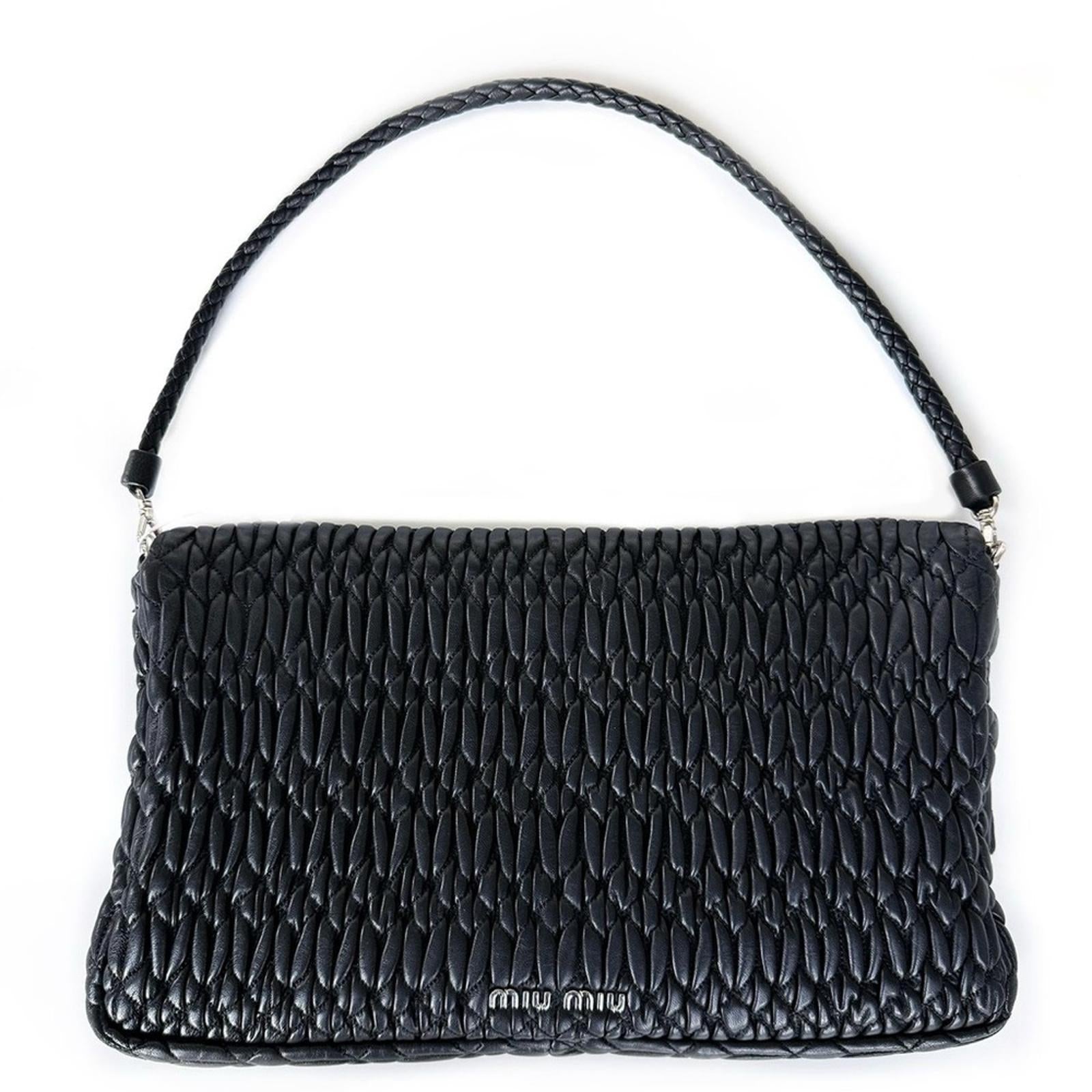 Miu Miu Crystal Nappa Leather Clutch Bag