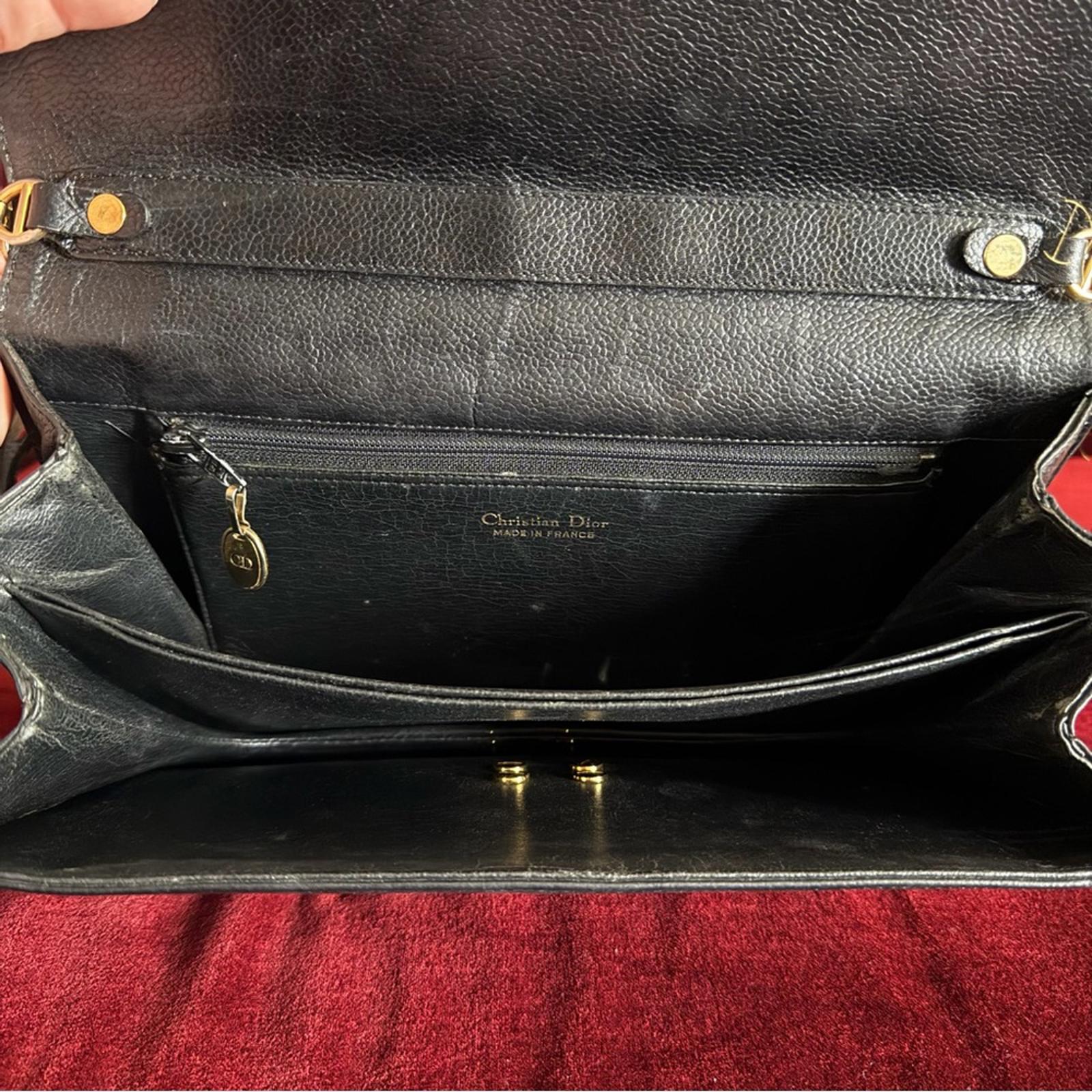 CHRISTIAN DIOR BLACK LEATHER CROSSBODY BAG