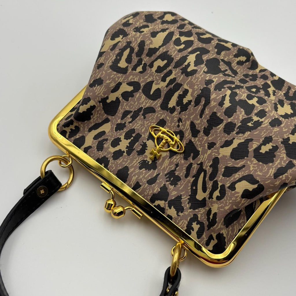 Vivienne Westwood Leopard Print Granny Frame Crossbody Bag