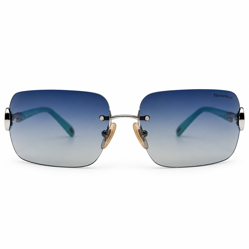 Tiffany & Co. Crystal Key Rimless Blue Gradient Sunglasses