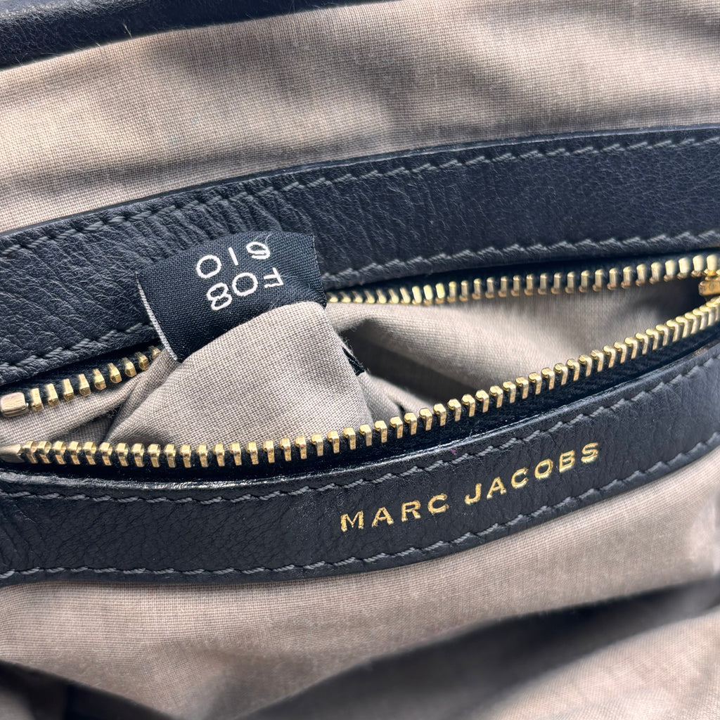 Marc Jacobs 2008 Stam Quilted Leather Frame Bag Black Gold Chain Strap