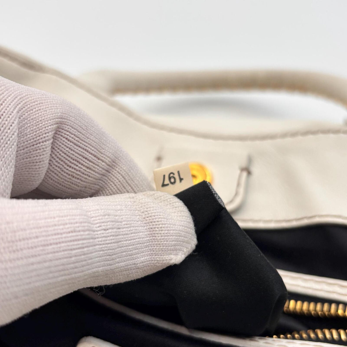 Miu Miu White Leather Studded Tote Bag With Strap